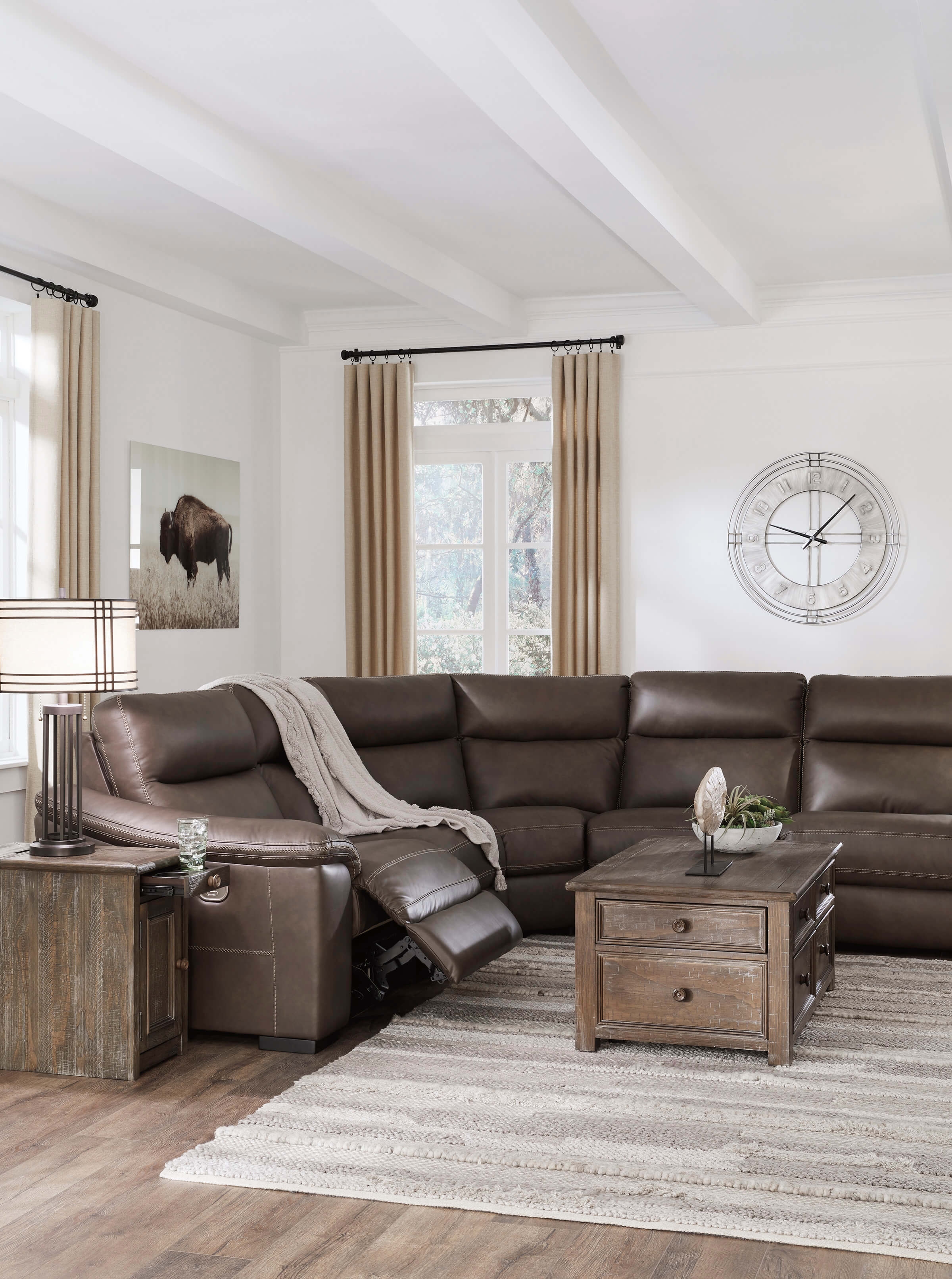 Salvatore 5-Piece Leather Power Reclining Sectional Sofa, Composition 1