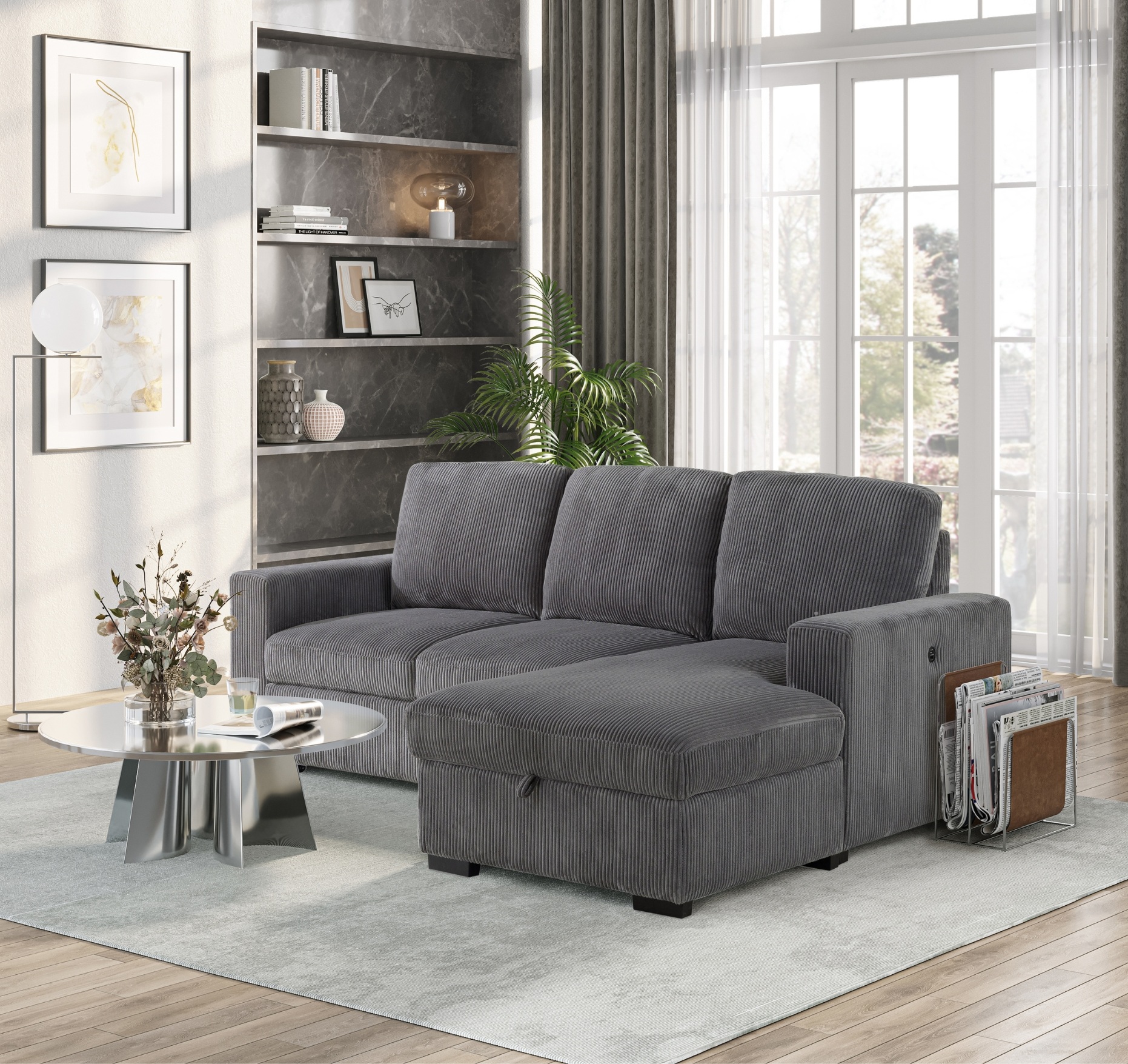 U2660 Fabric L-Shape Sectional Sofa