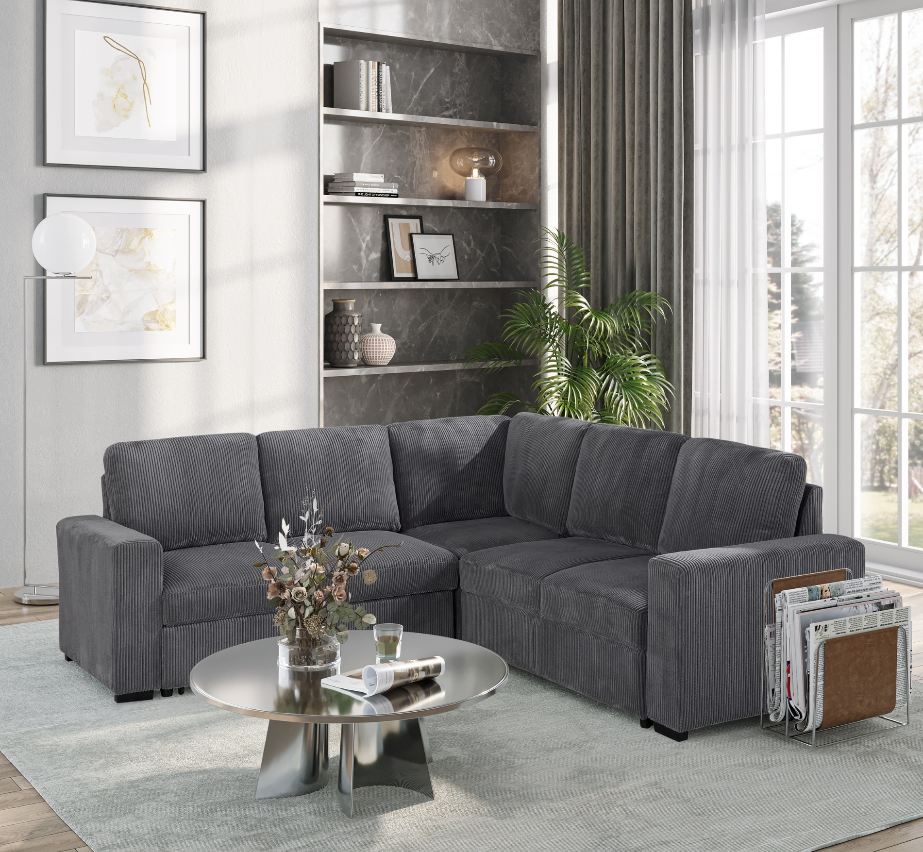 U2660 Fabric L-Shape Sectional Sofa