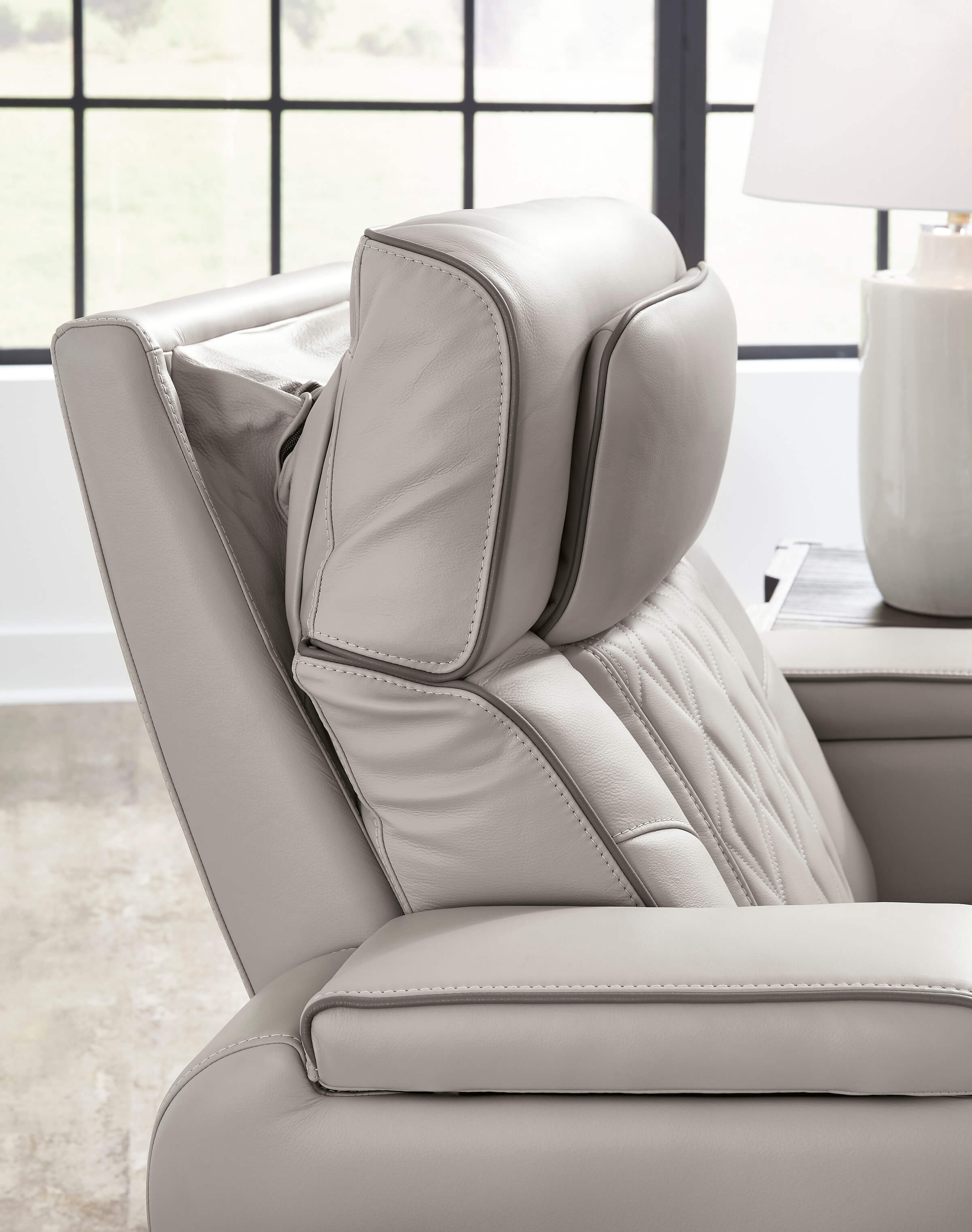 Boyington Leather Power Reclining Chair w/Ambient Blue LED Lighting