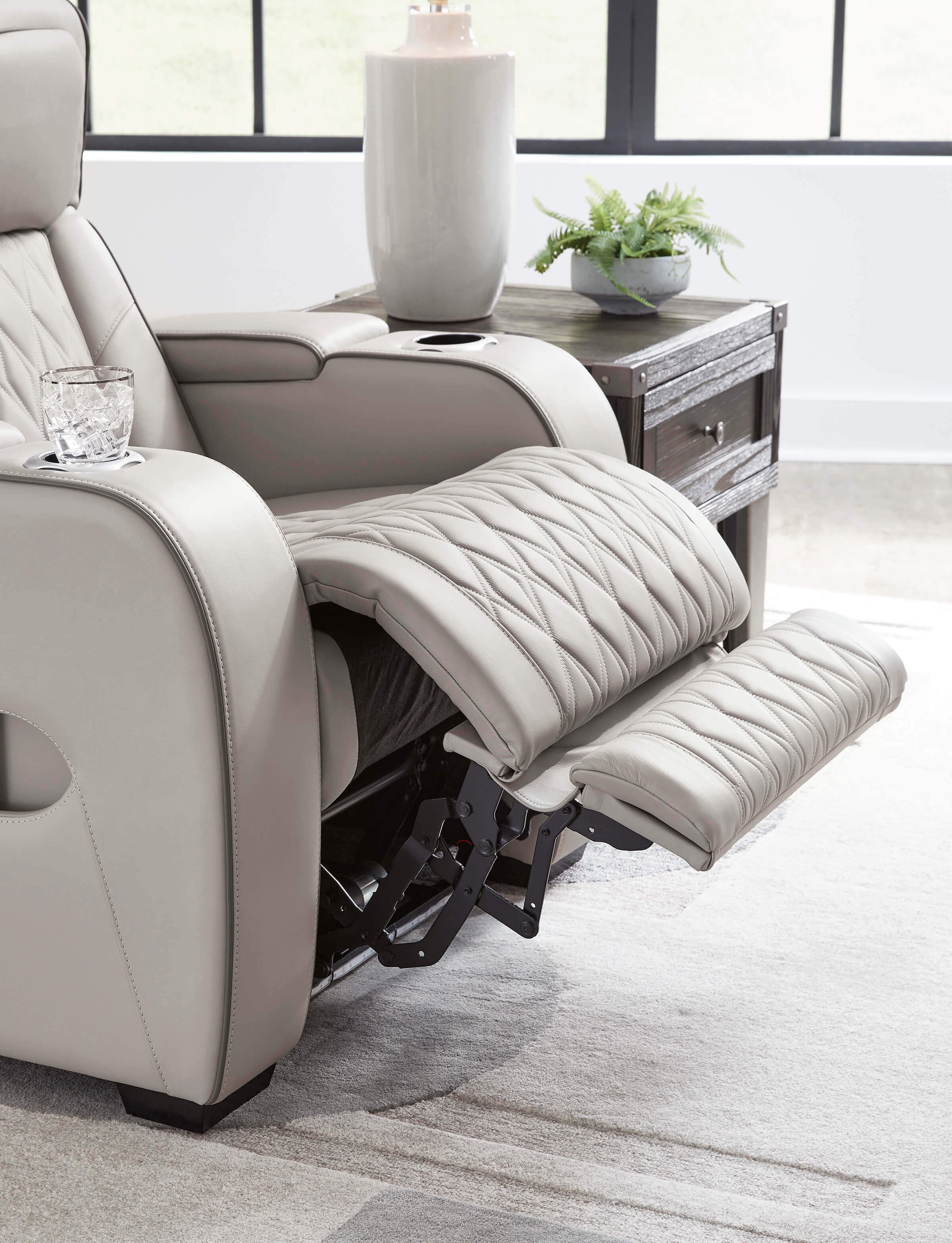 Boyington Leather Power Reclining Chair w/Ambient Blue LED Lighting