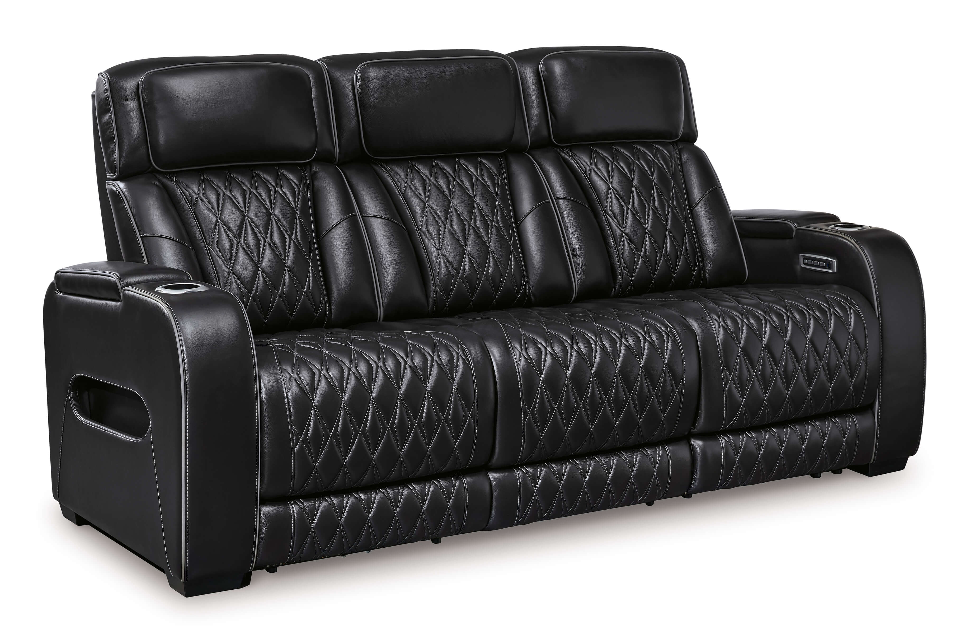 Boyington Leather Power Reclining Sofa w/Ambient Blue LED Lighting