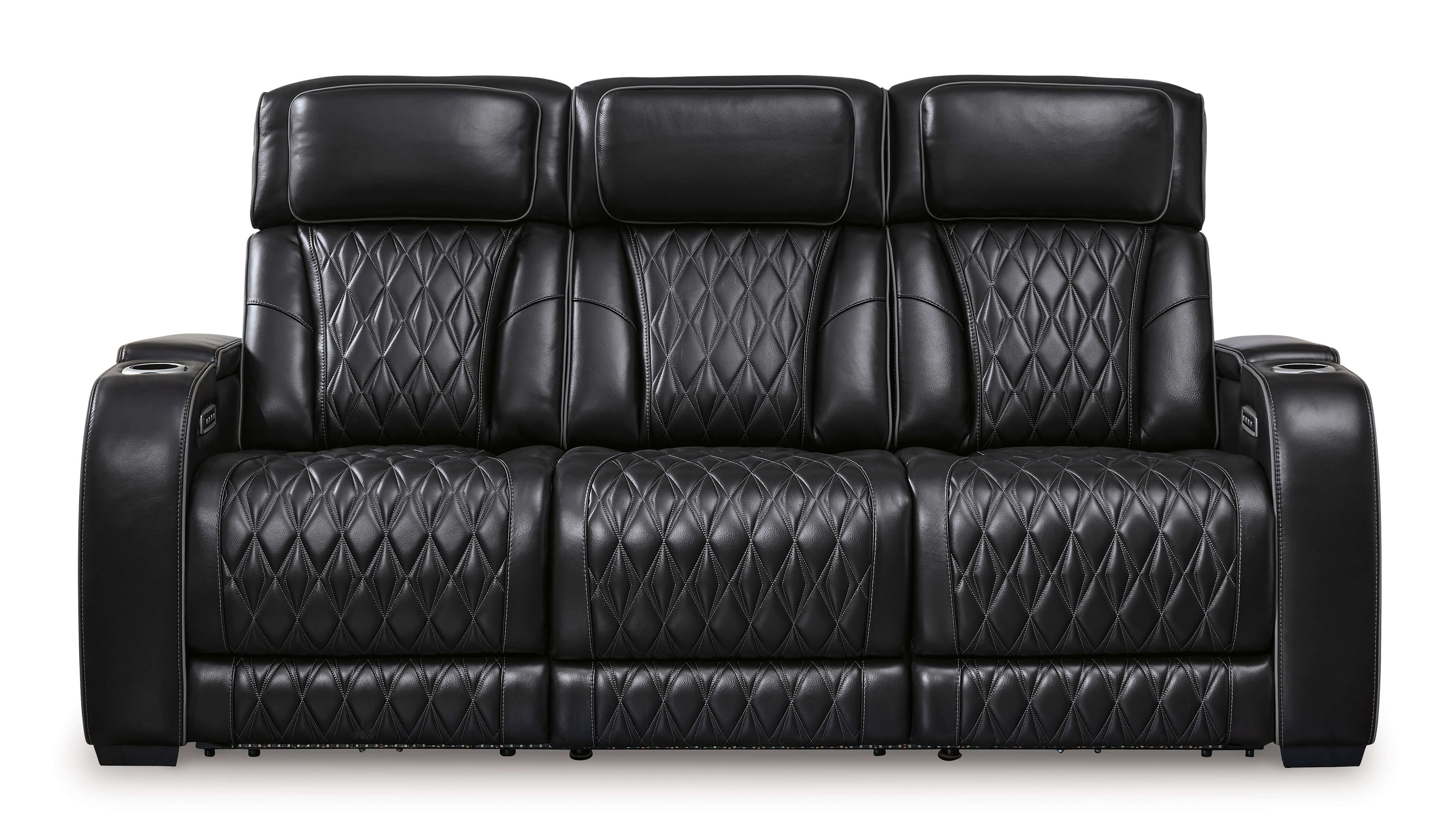 Boyington Leather Power Reclining Sofa w/Ambient Blue LED Lighting