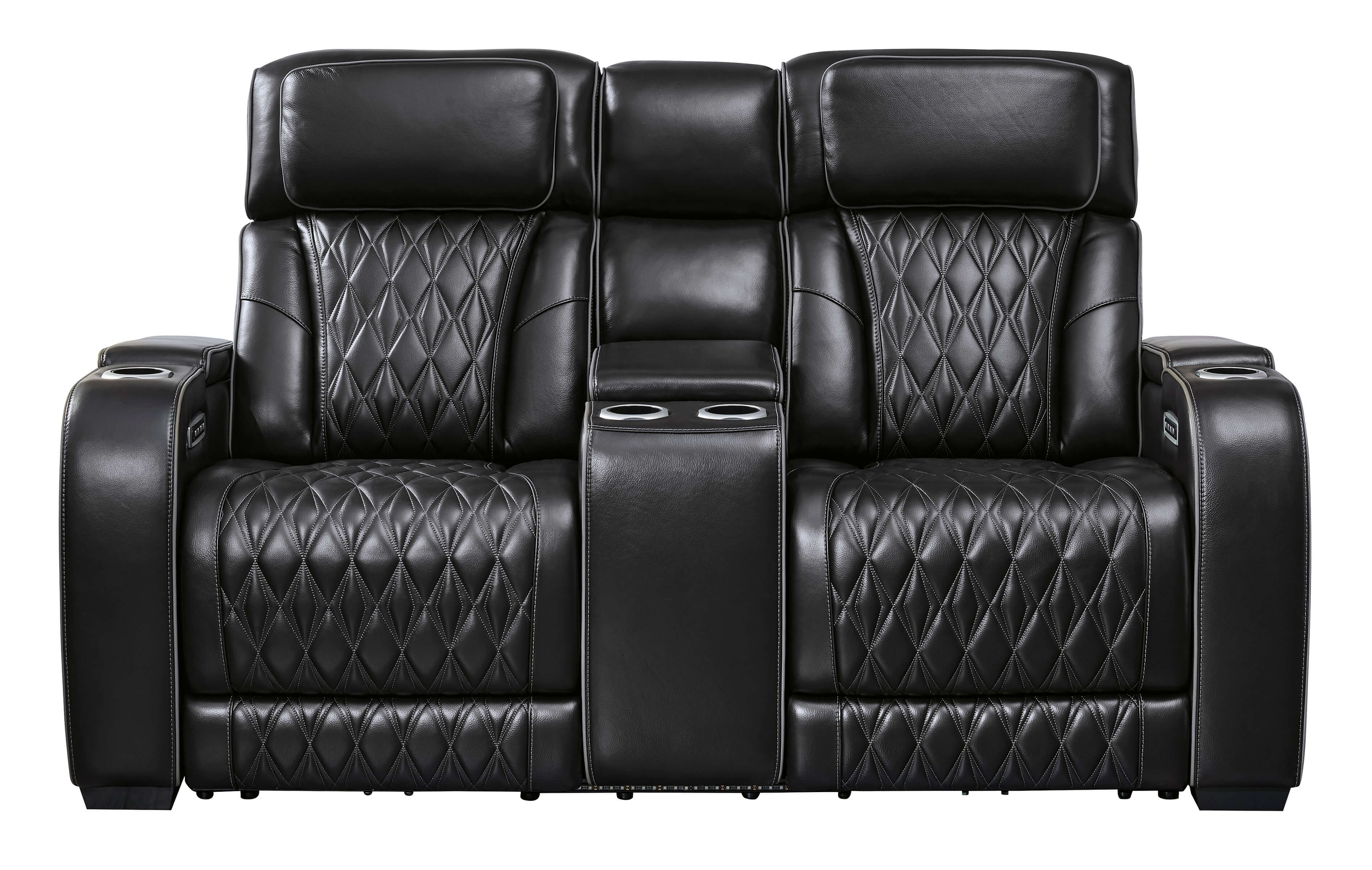 Boyington Leather Power Reclining Loveseat w/Ambient Blue LED Lighting