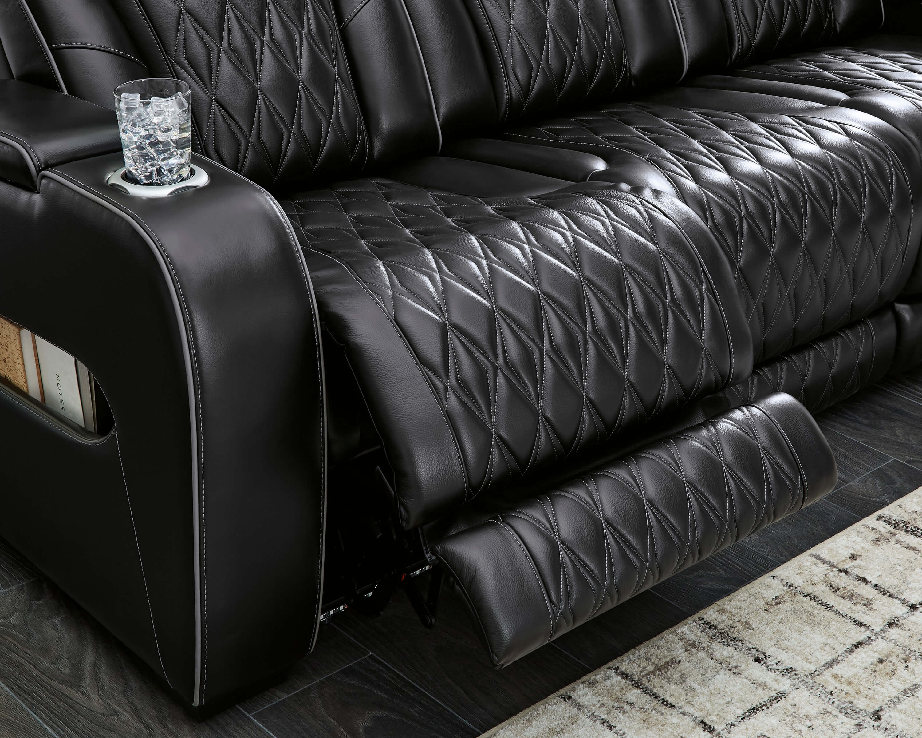 Boyington Leather Power Reclining Sofa w/Ambient Blue LED Lighting