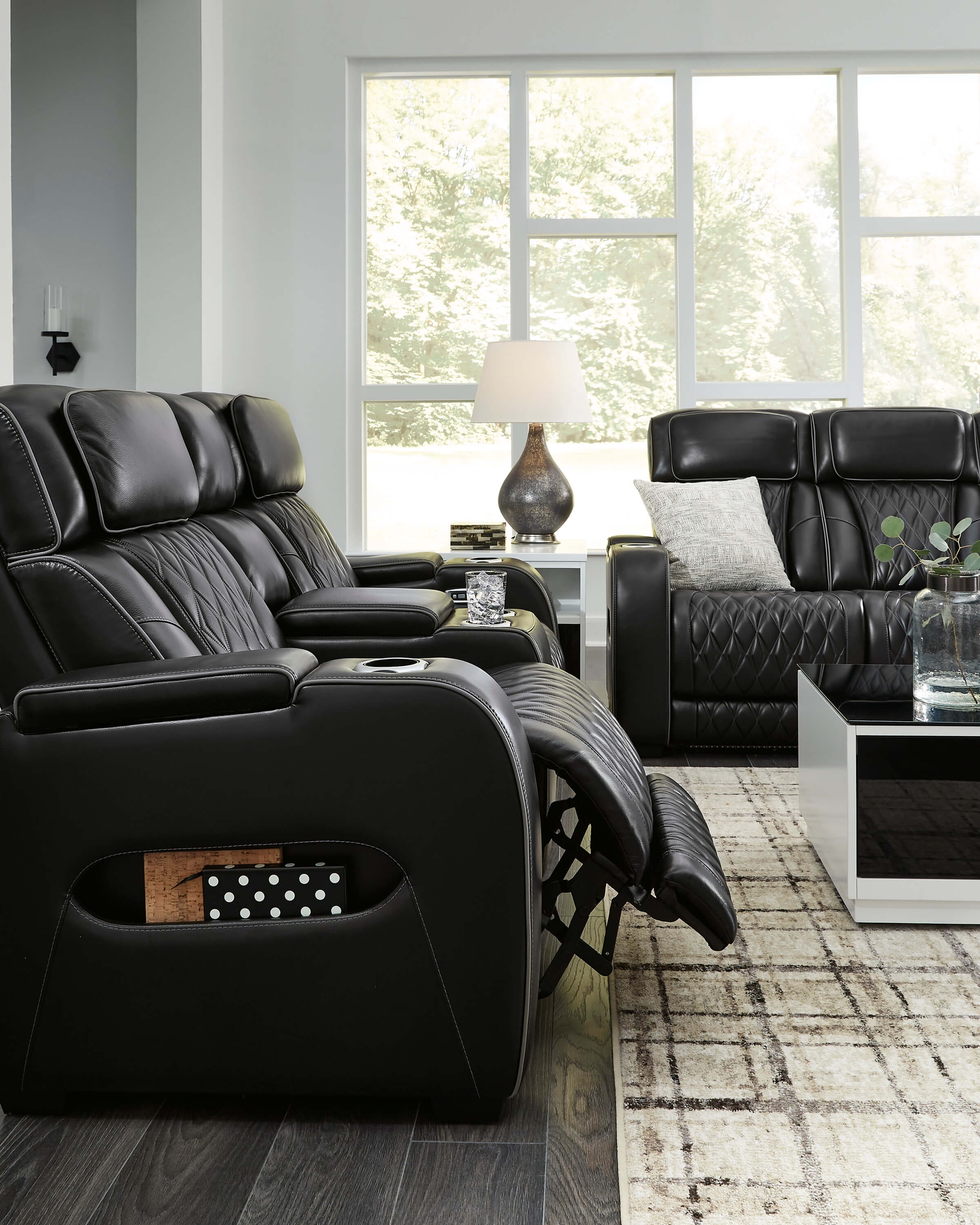 leather power reclining sofa with heat and massage