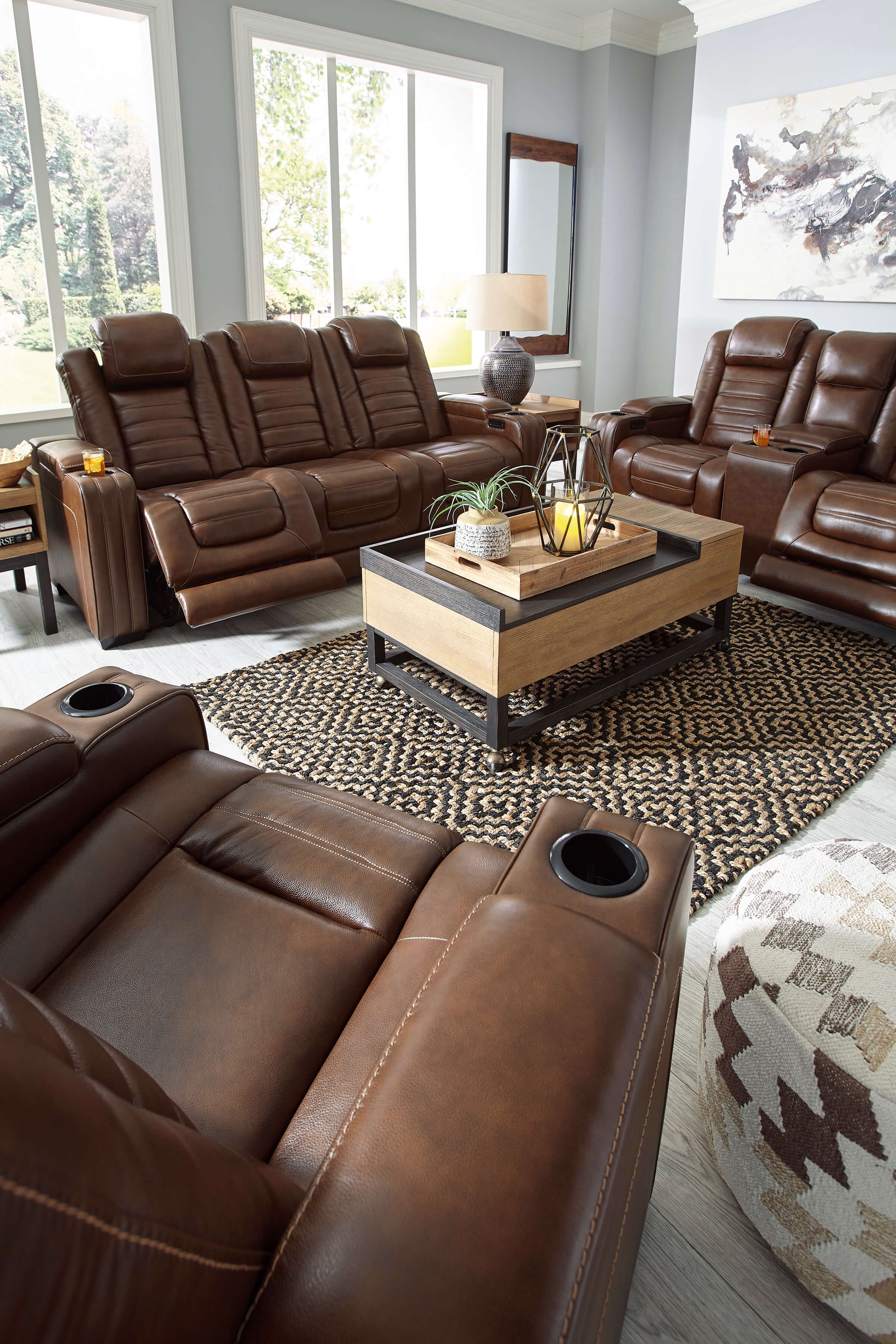 Backtrack Leather Power Reclining Living Room Set