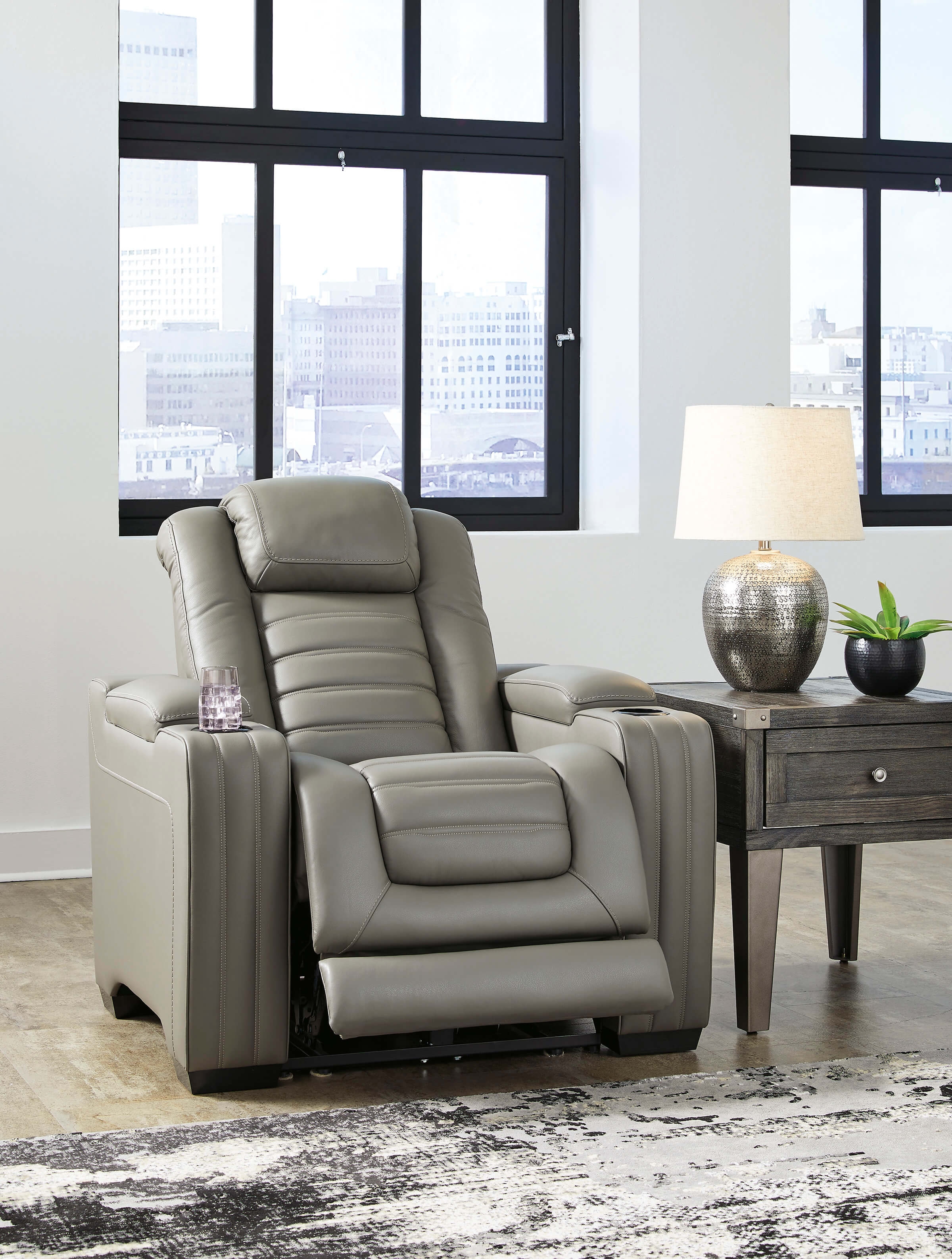 ashley Backtrack Gray power leather chair