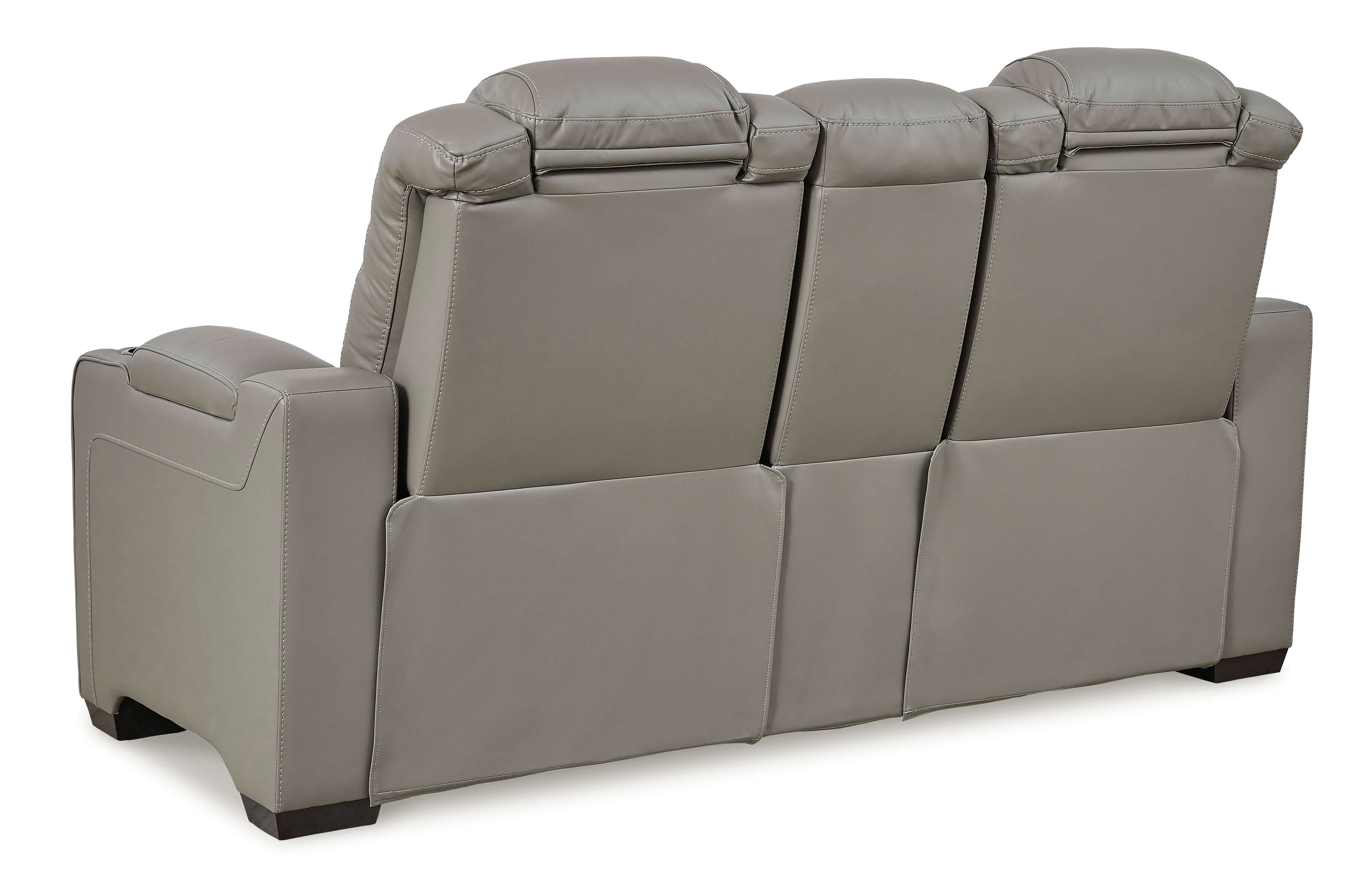Backtrack Leather grey power loveseat back