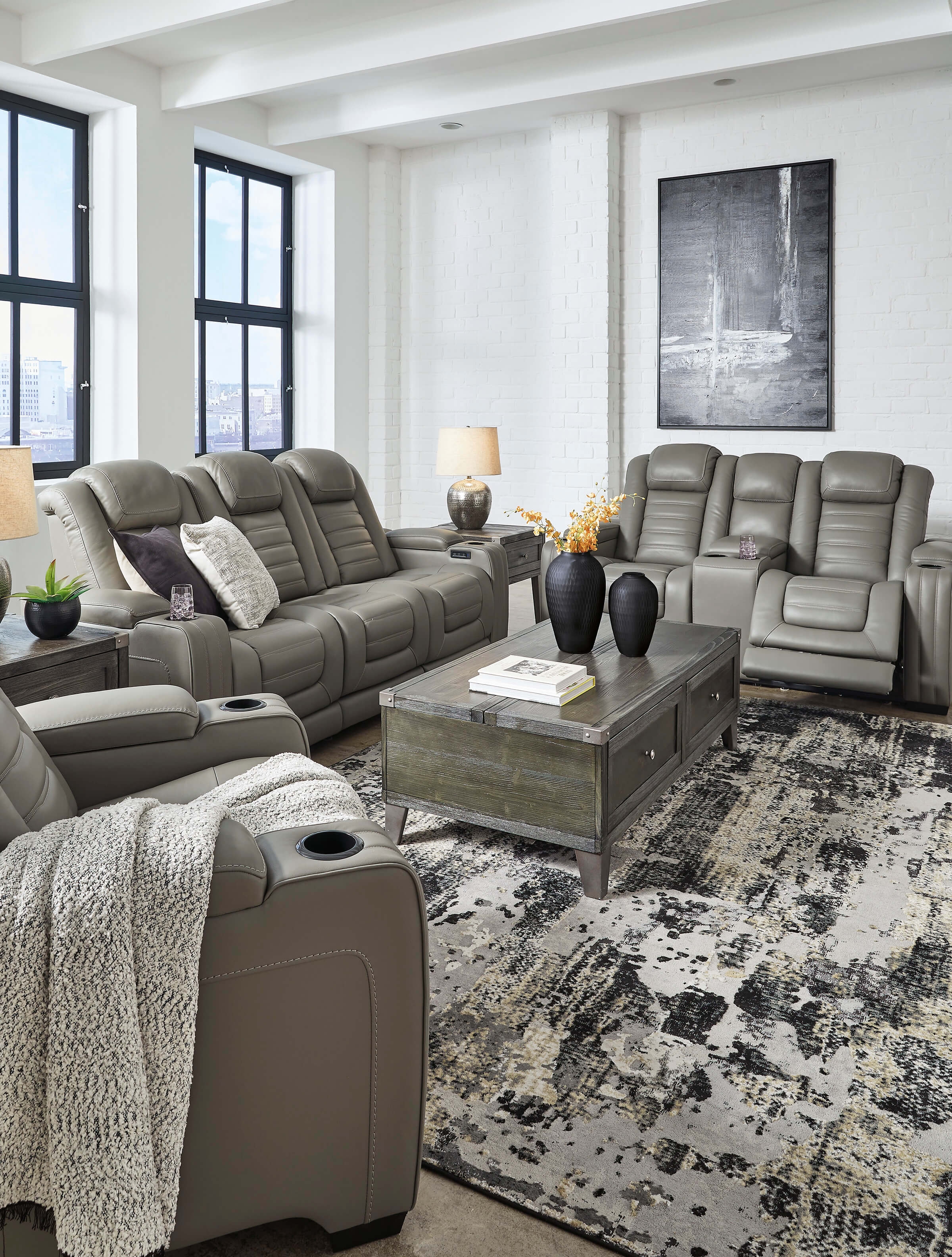 ashley Backtrack Gray Living Room Set
