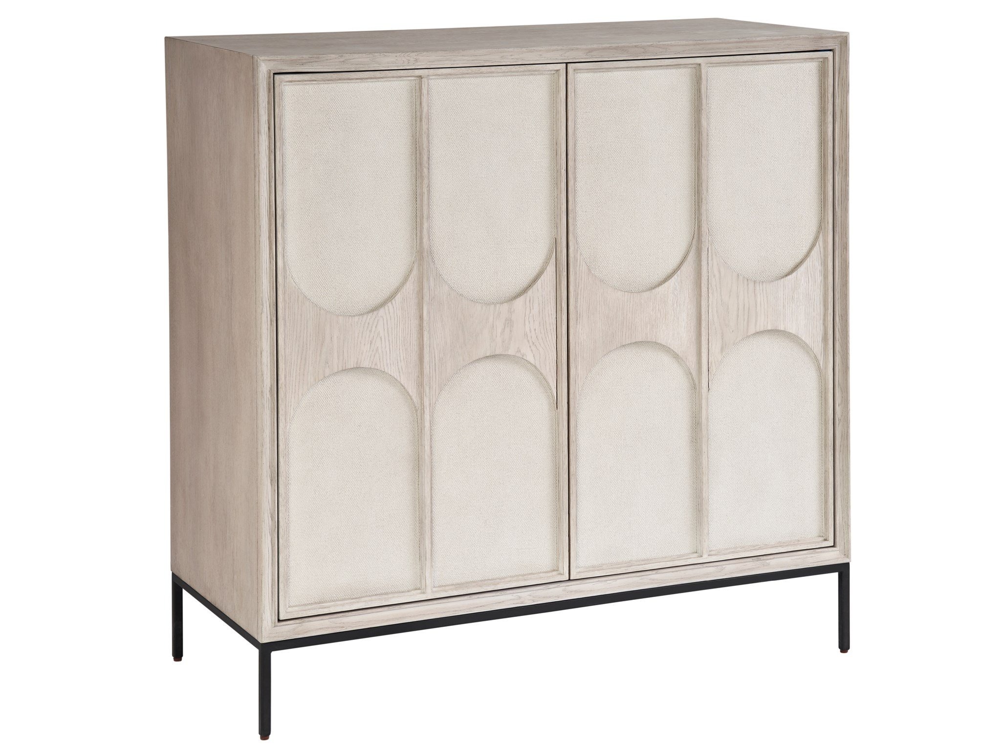 Odessa Wood/Faux Linen Bar Cabinet w/2 Doors & 3 Drawers