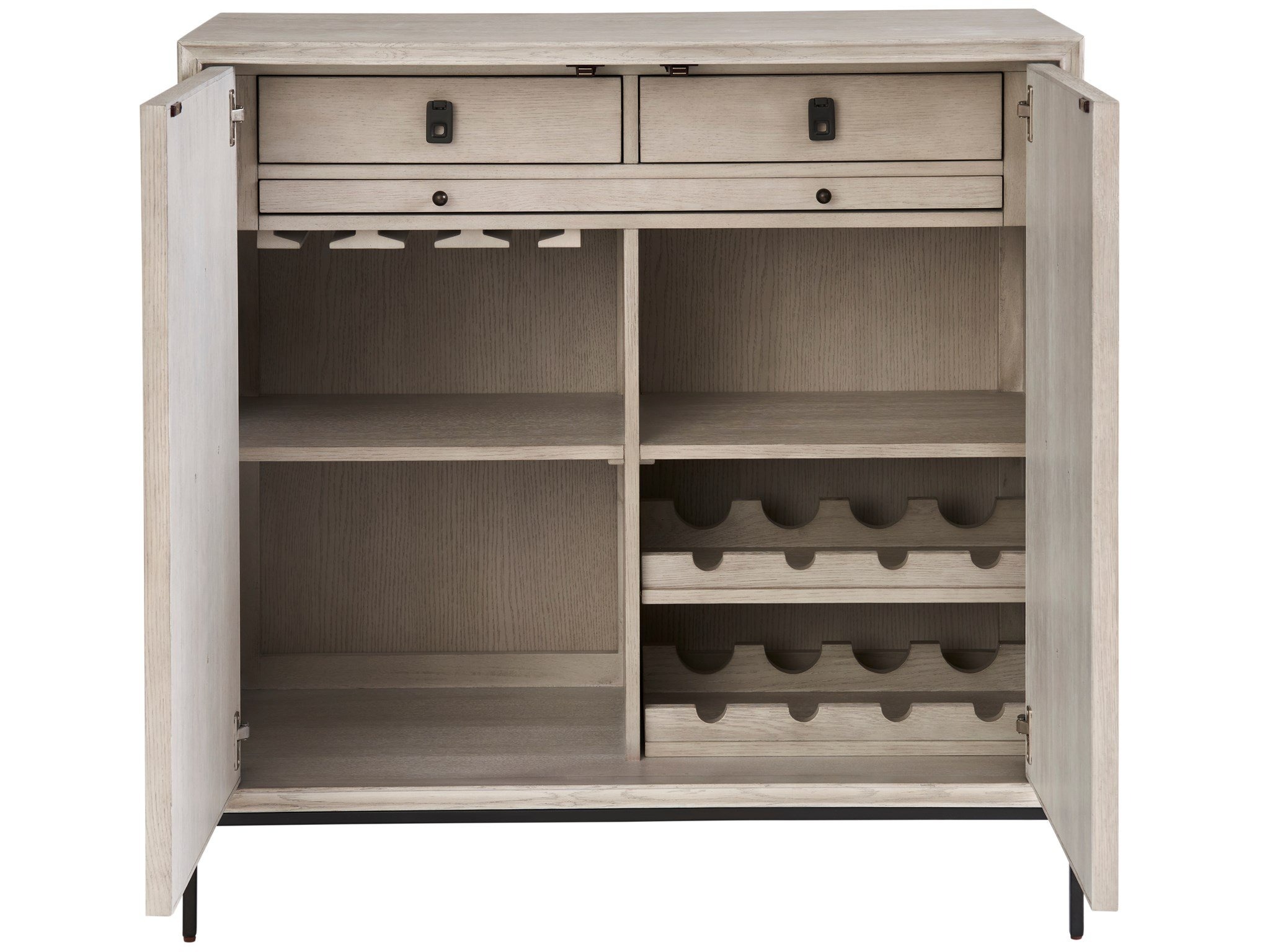 Odessa Wood/Faux Linen Bar Cabinet w/2 Doors & 3 Drawers