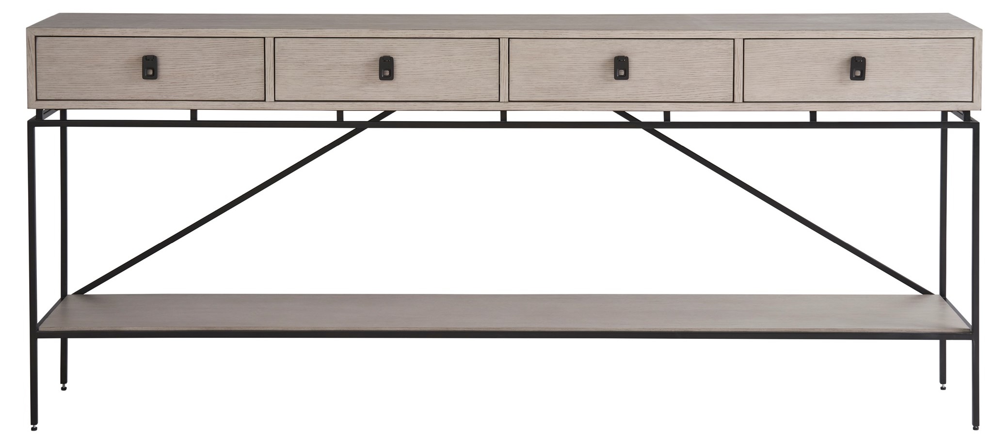 Barber Wood/Metal Console Table w/4 Drawers
