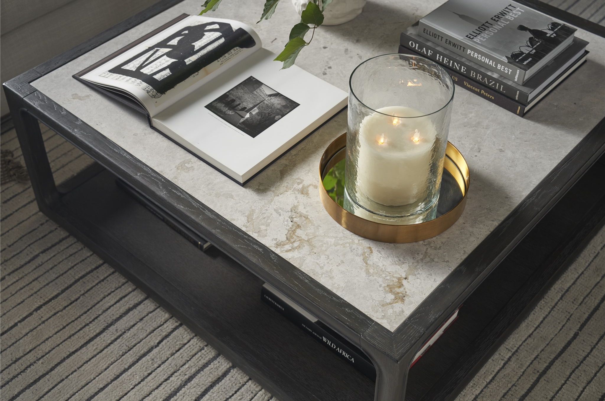 Halen Stone/Wood Sqaure Coffee Table