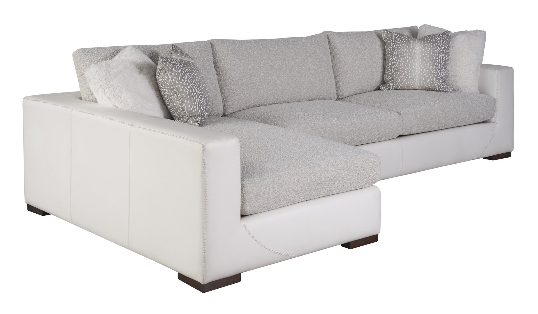 Shelborne Fabric/Leather L-Shaped Sectional Sofa w/Pillows