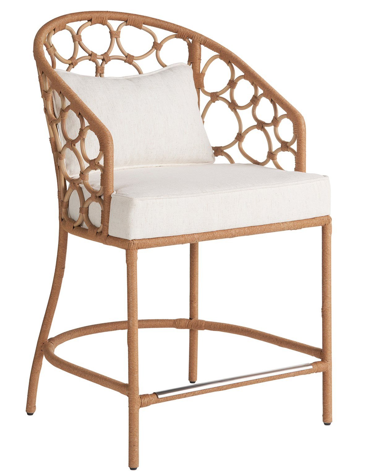 Pebble Fabric/Rattan Counter Stool