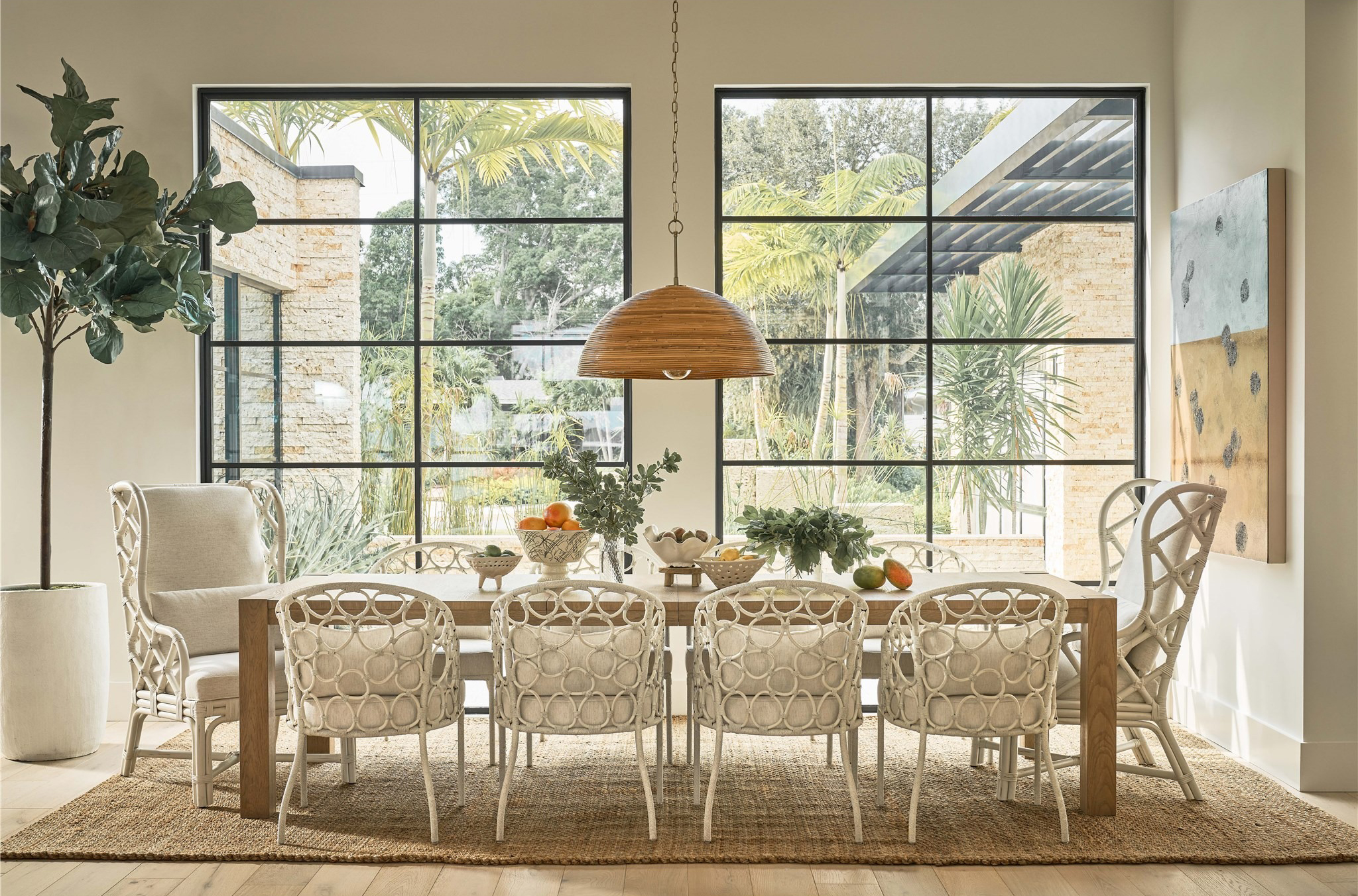 Pebble Fabric/Rattan Dining Chair