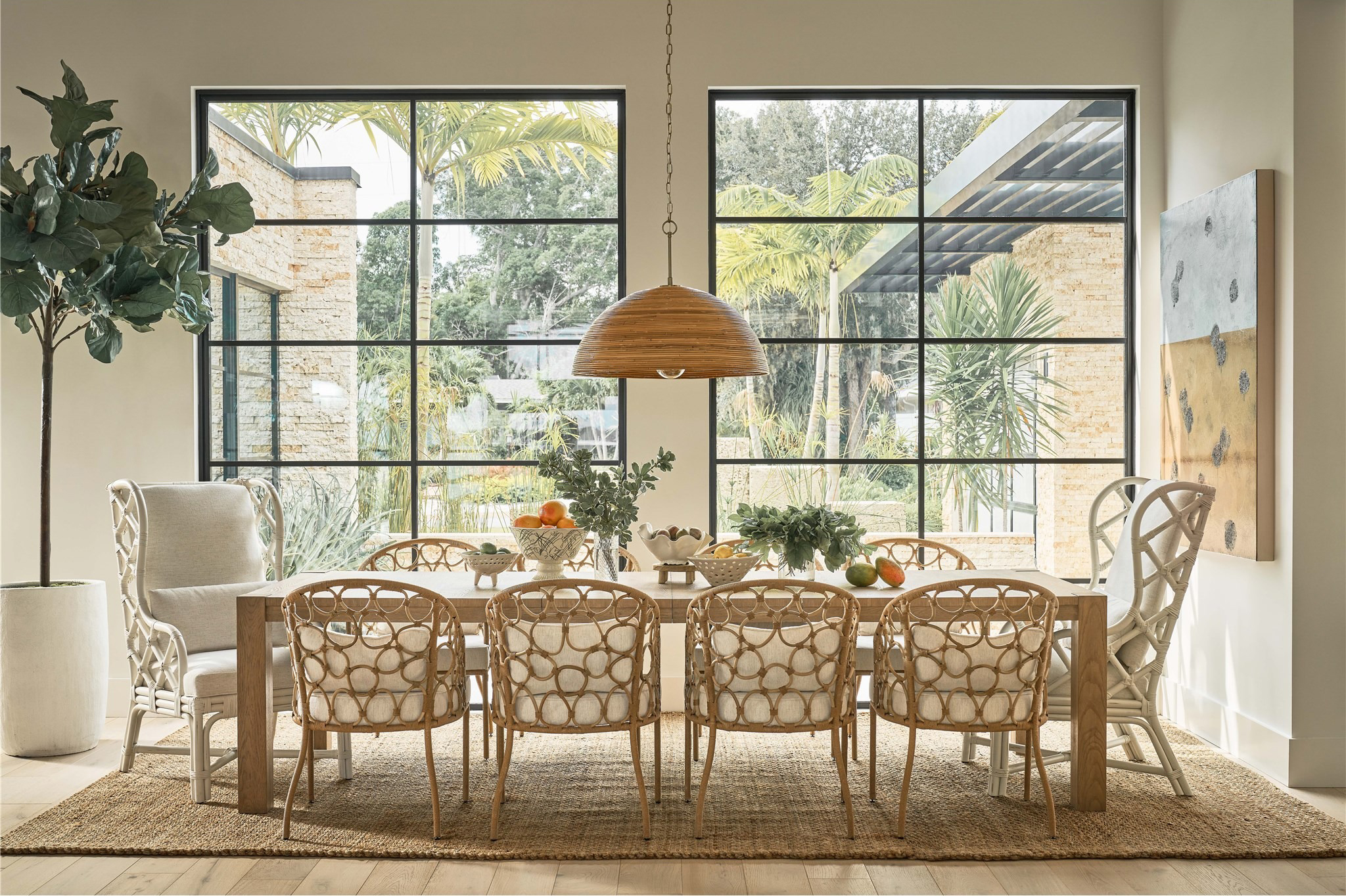 Pebble Fabric/Rattan Dining Chair