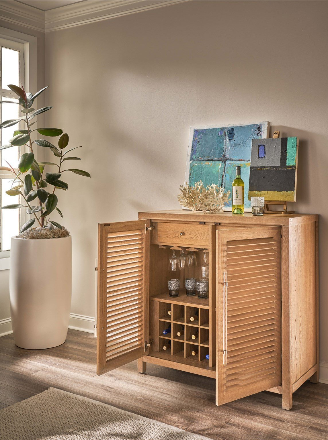 Weekender Wood Bar Cabinet w/2 Doors & 2 Drawers