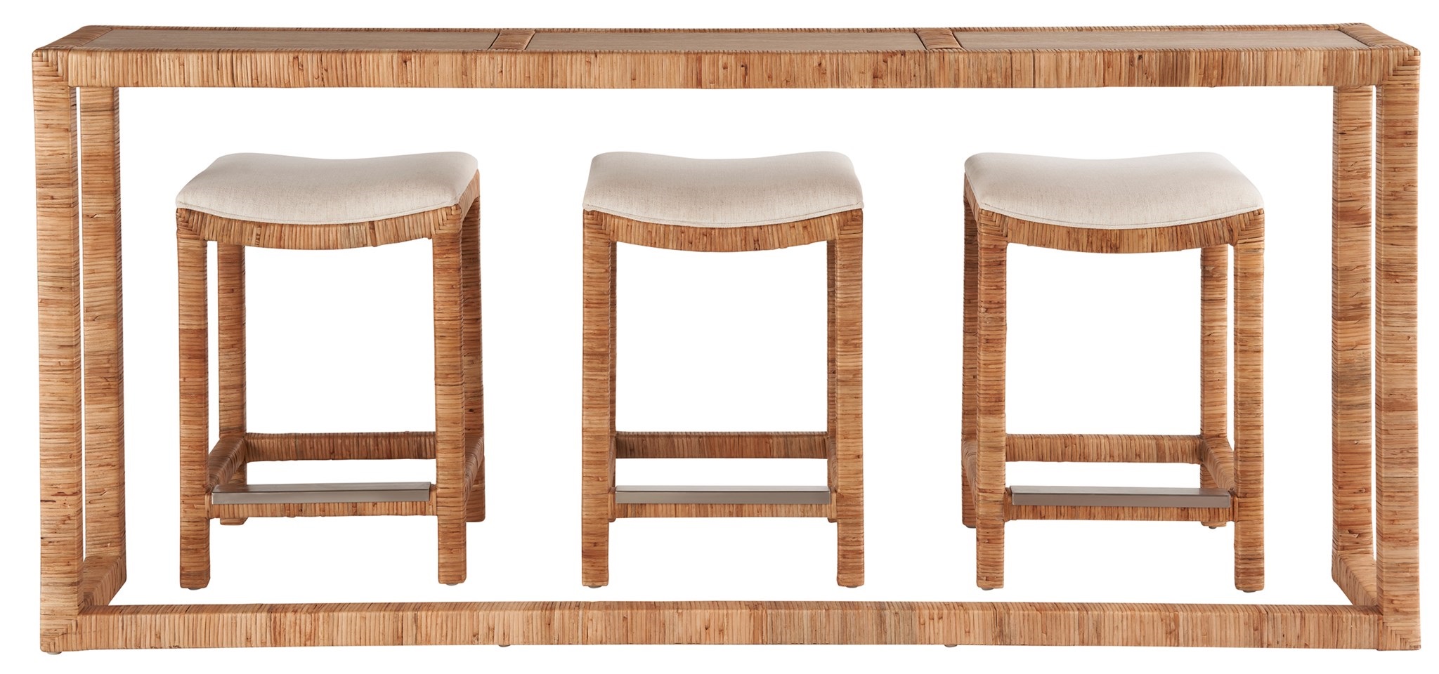 Sandbar Rattan/Stone Console Table w/3 Stools