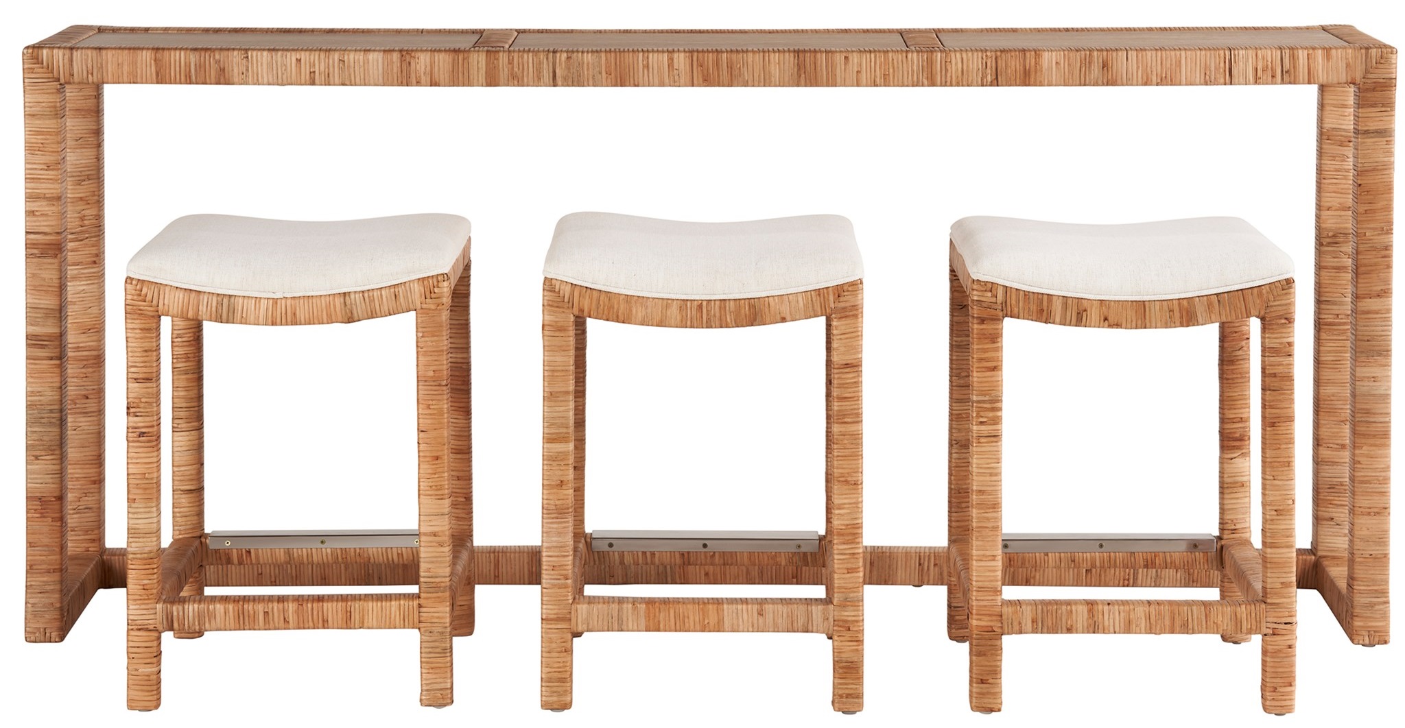 Sandbar Rattan/Stone Console Table w/3 Stools