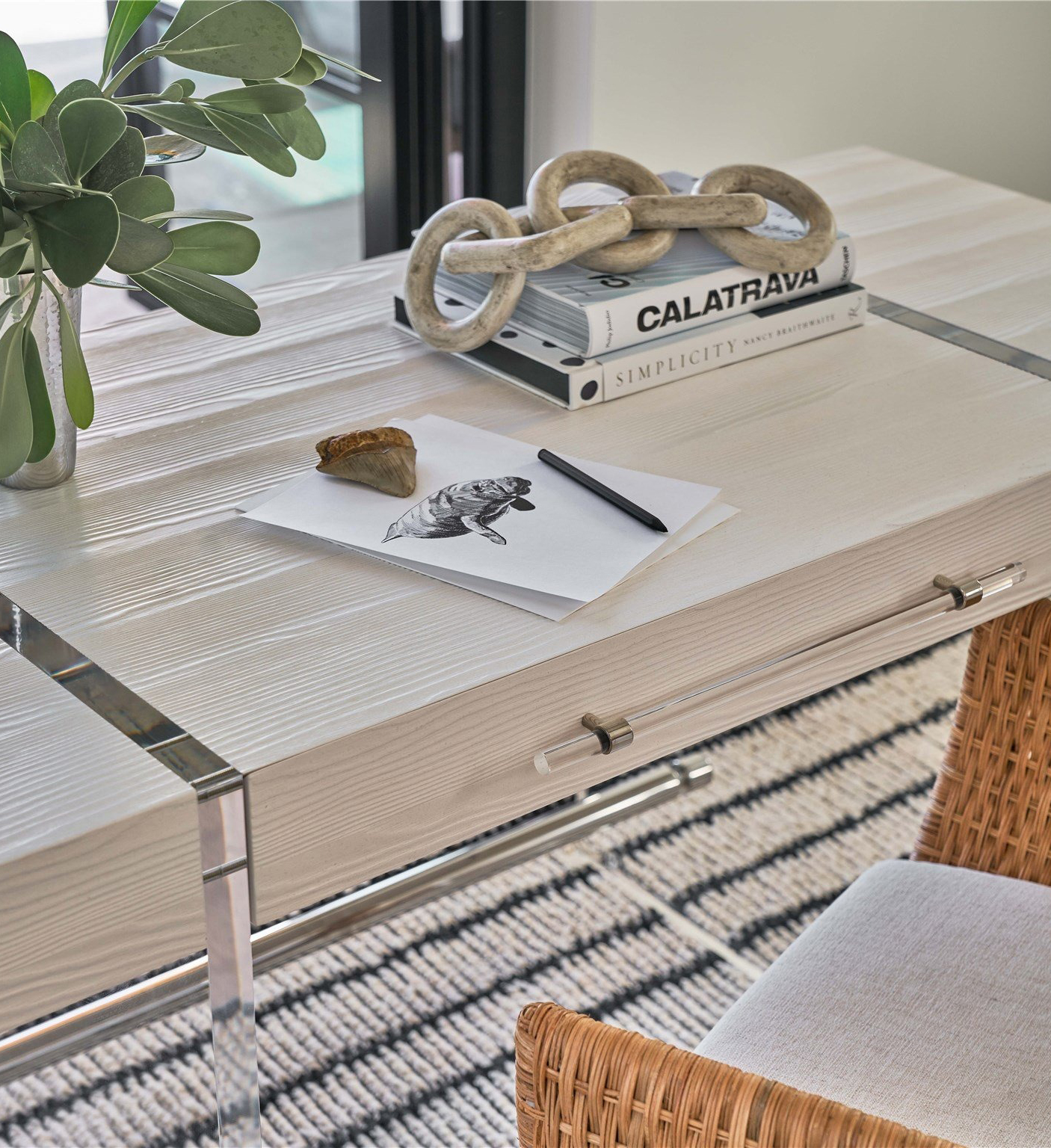 Cabo Wood/Acrylic Writing Desk w/Drawer