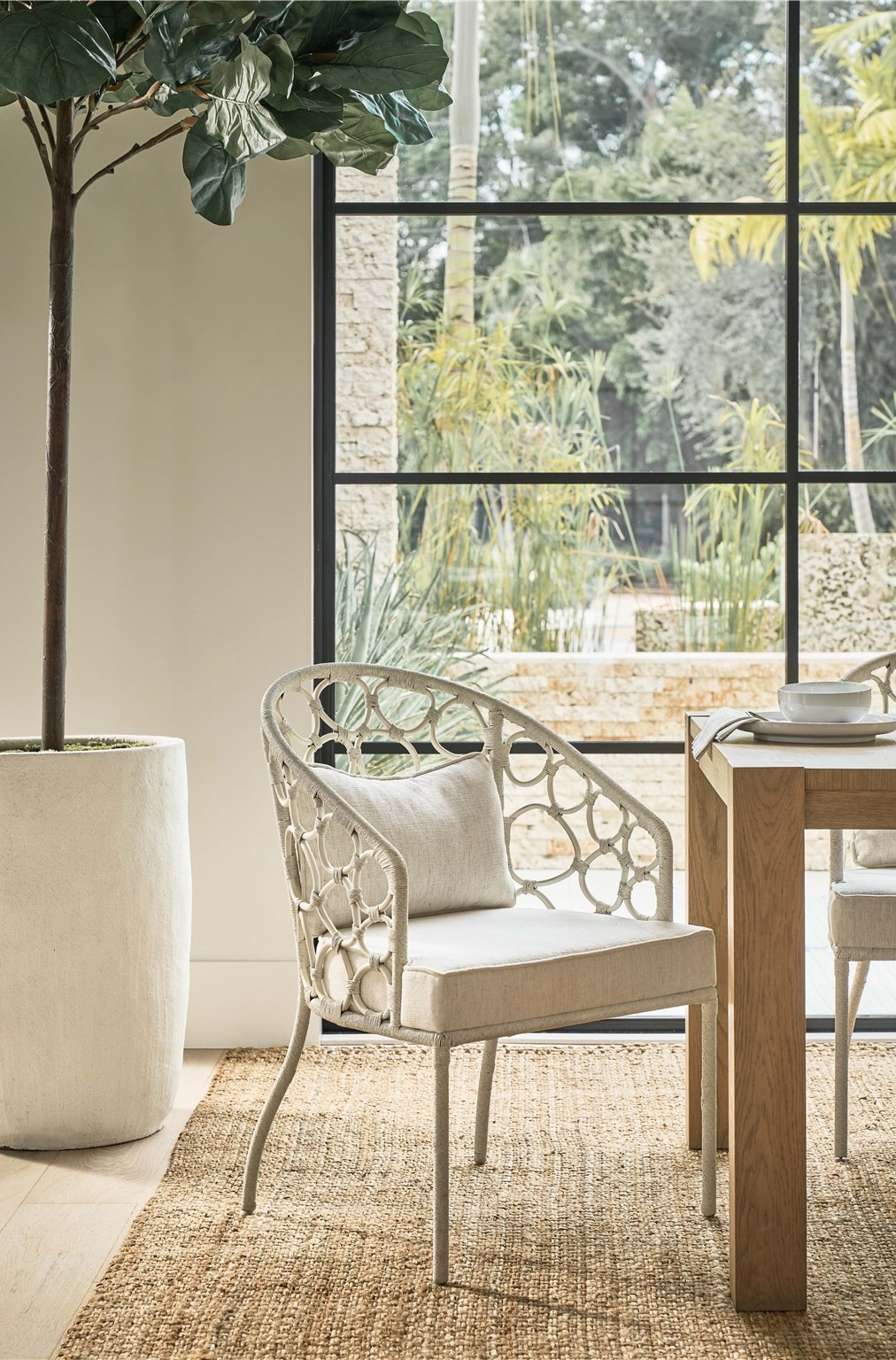 Pebble Fabric/Rattan Dining Chair
