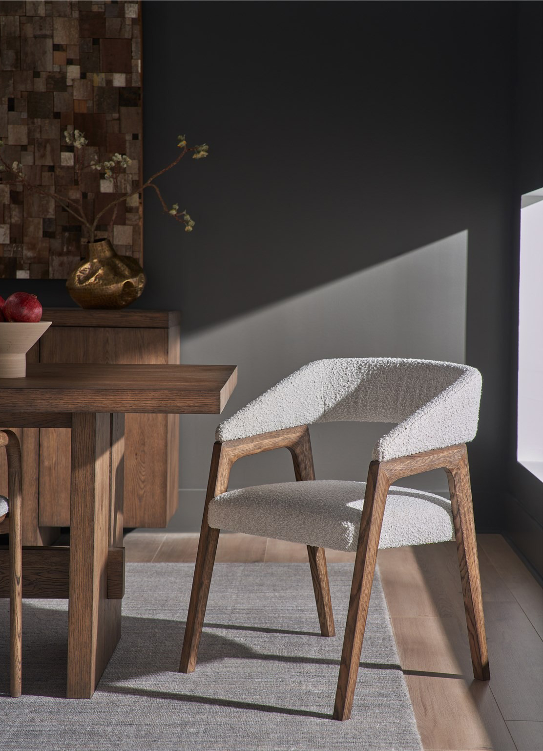 Barrel Back Fabric/Wood Dining Chair