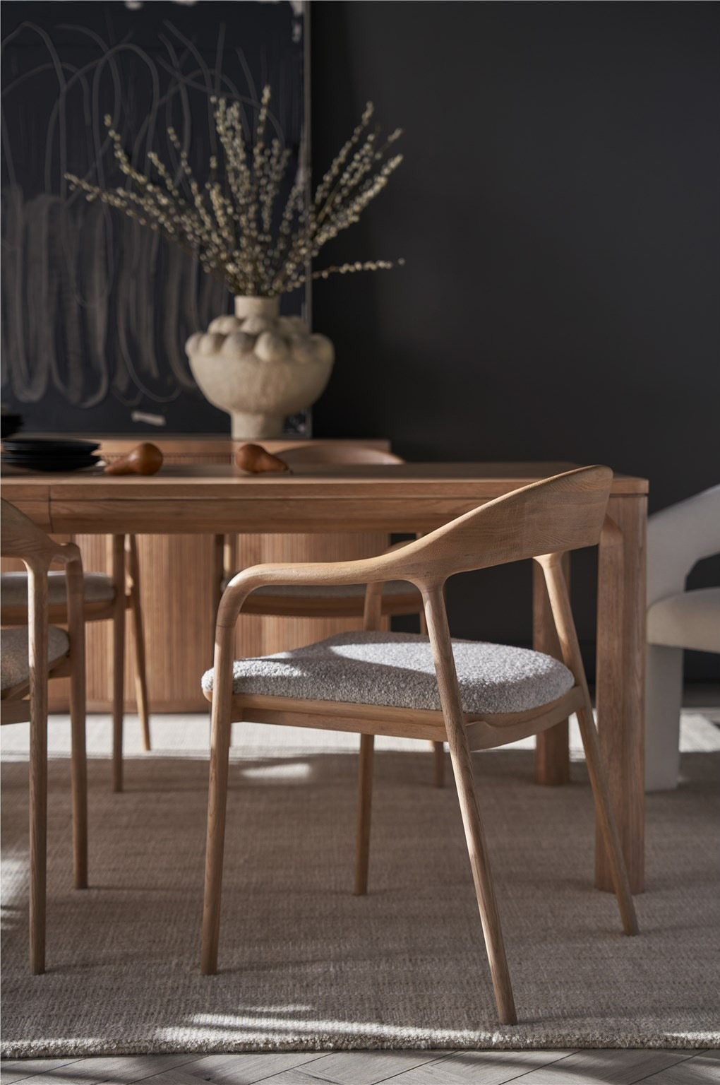 Echo Fabric/Wood Dining Arm Chair