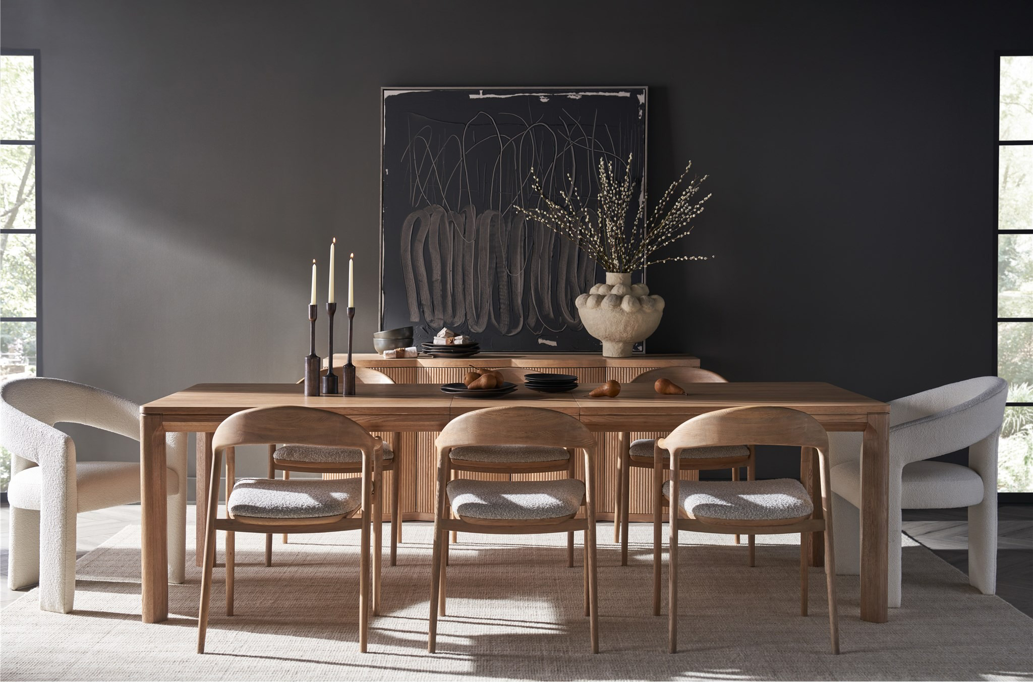 Echo Fabric/Wood Dining Arm Chair