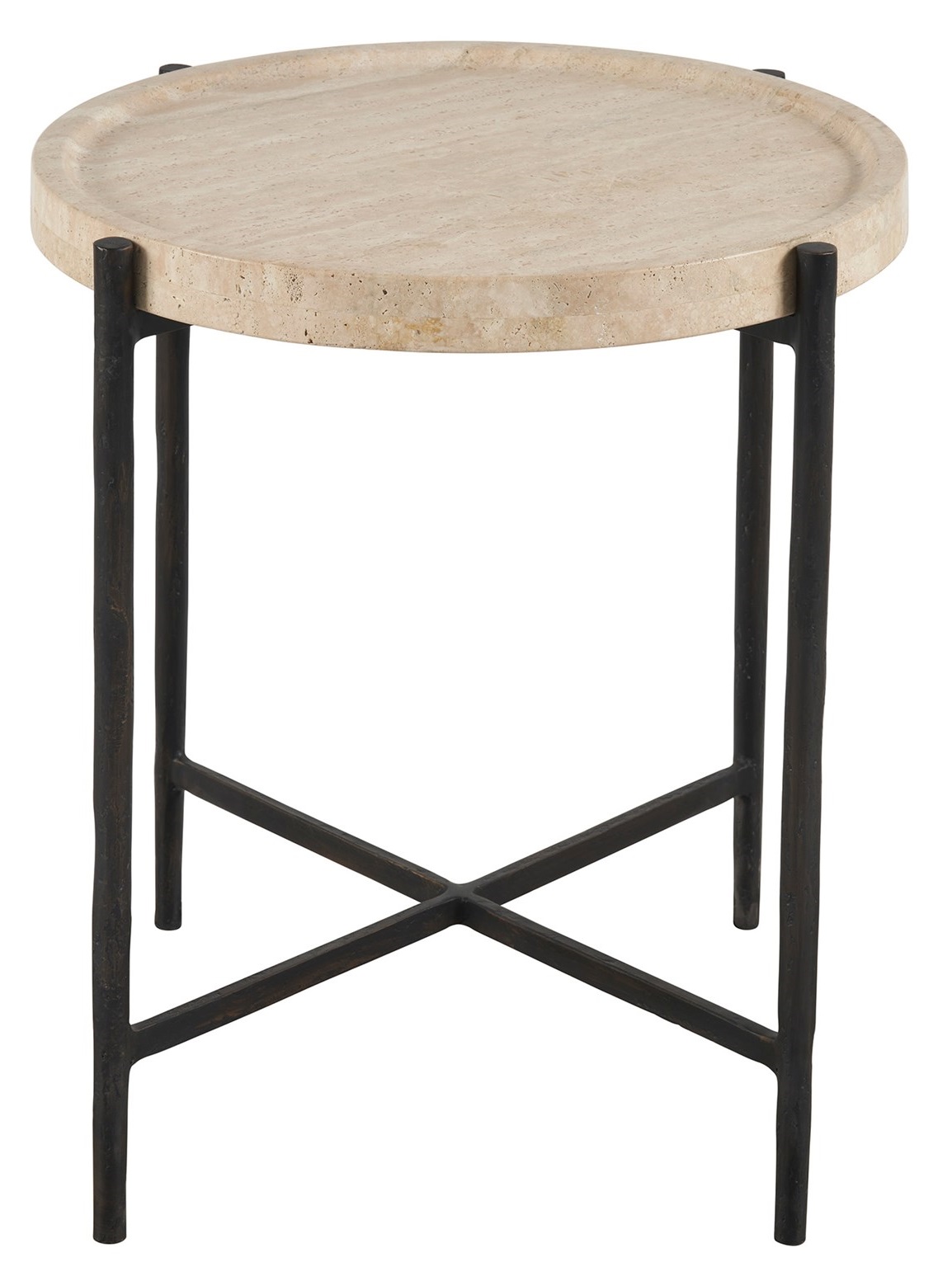 Theron Stone/Metal Round End Table