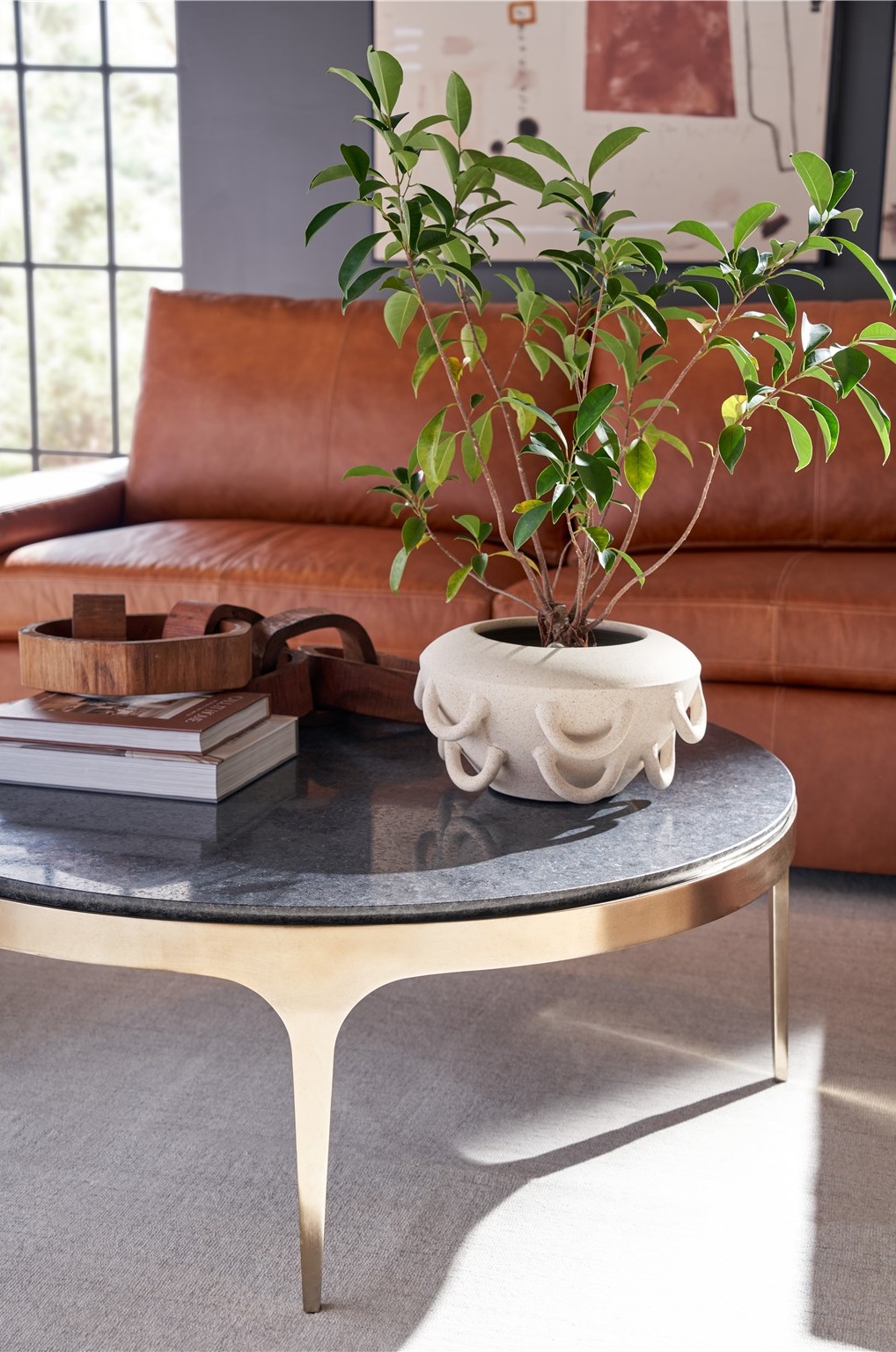 Scarlett Granite/Aluminum Round Coffee Table