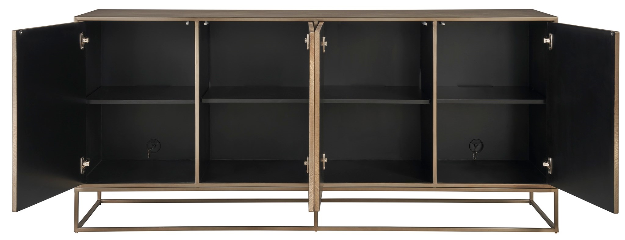 Fusion Metal TV Entertainment Credenza Stand w/4 Doors