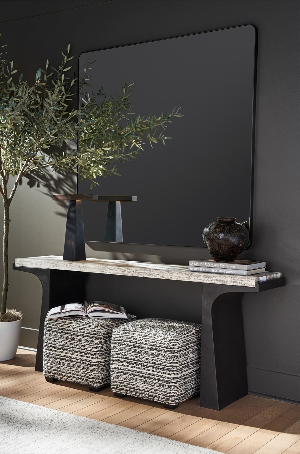 Quill Stone/Aluminum Console Table