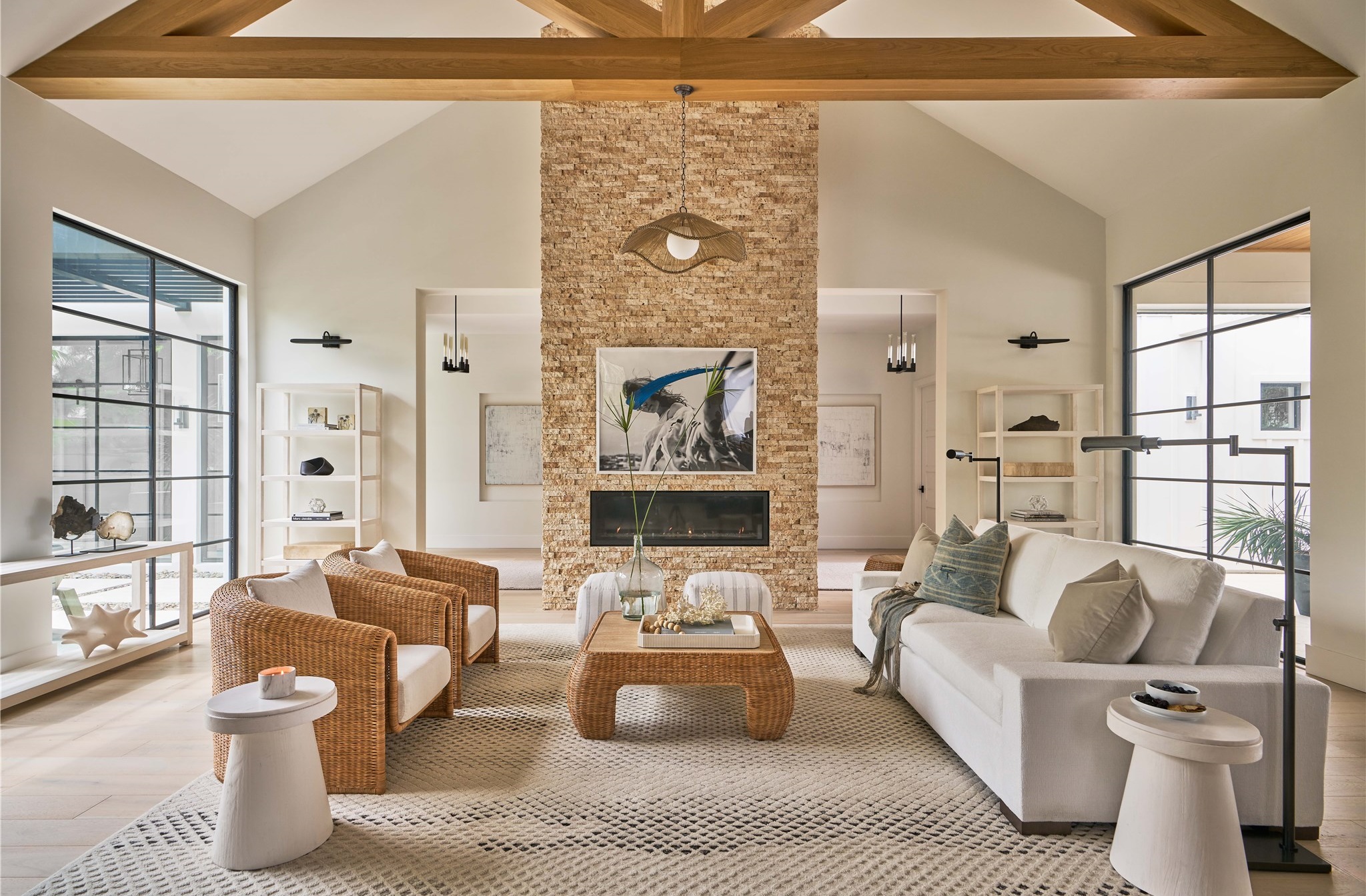 Madeira Stone/Wood Round Accent Table