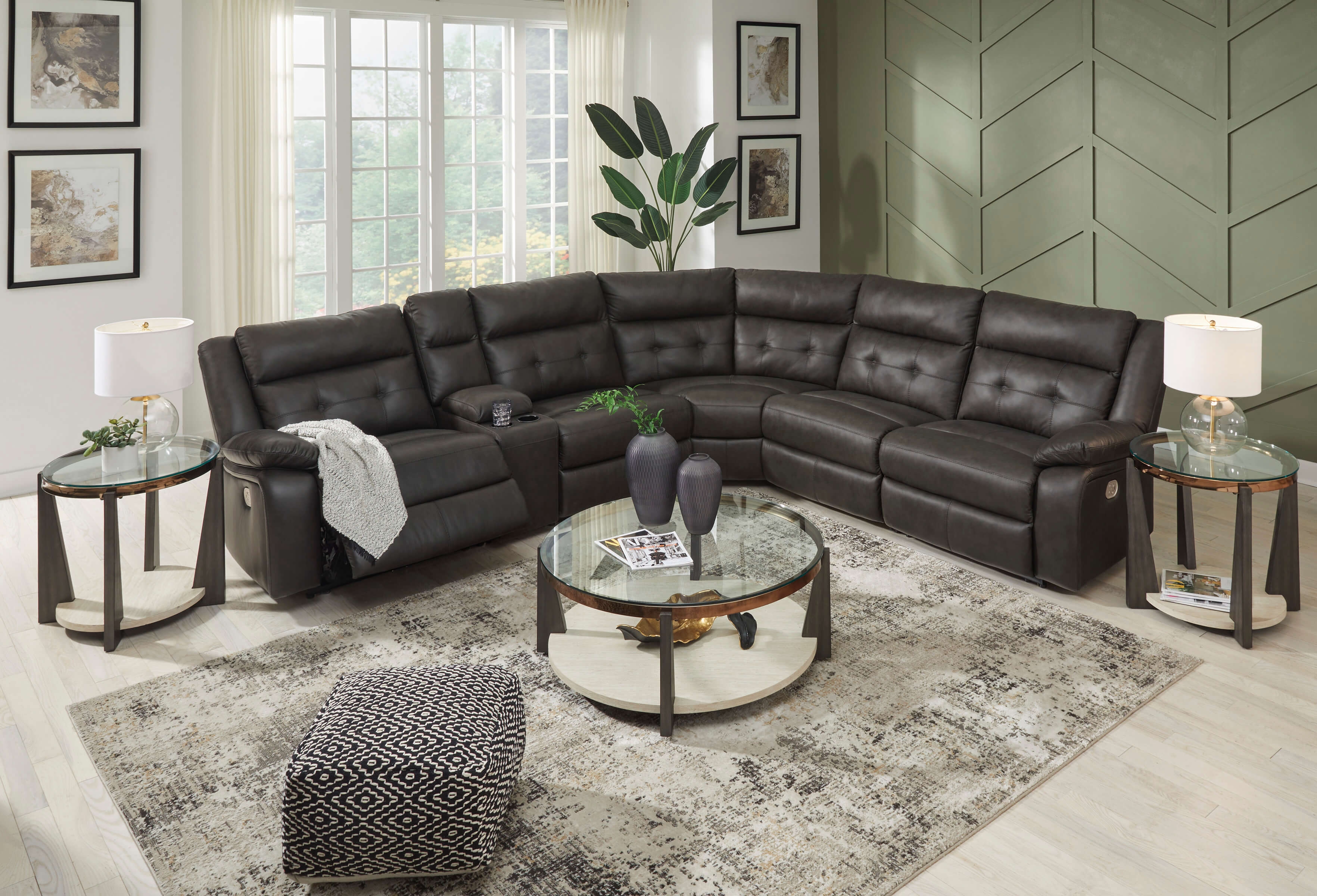 Mackie Pike 6-Piece Leather Power Reclining Sectional Sofa
