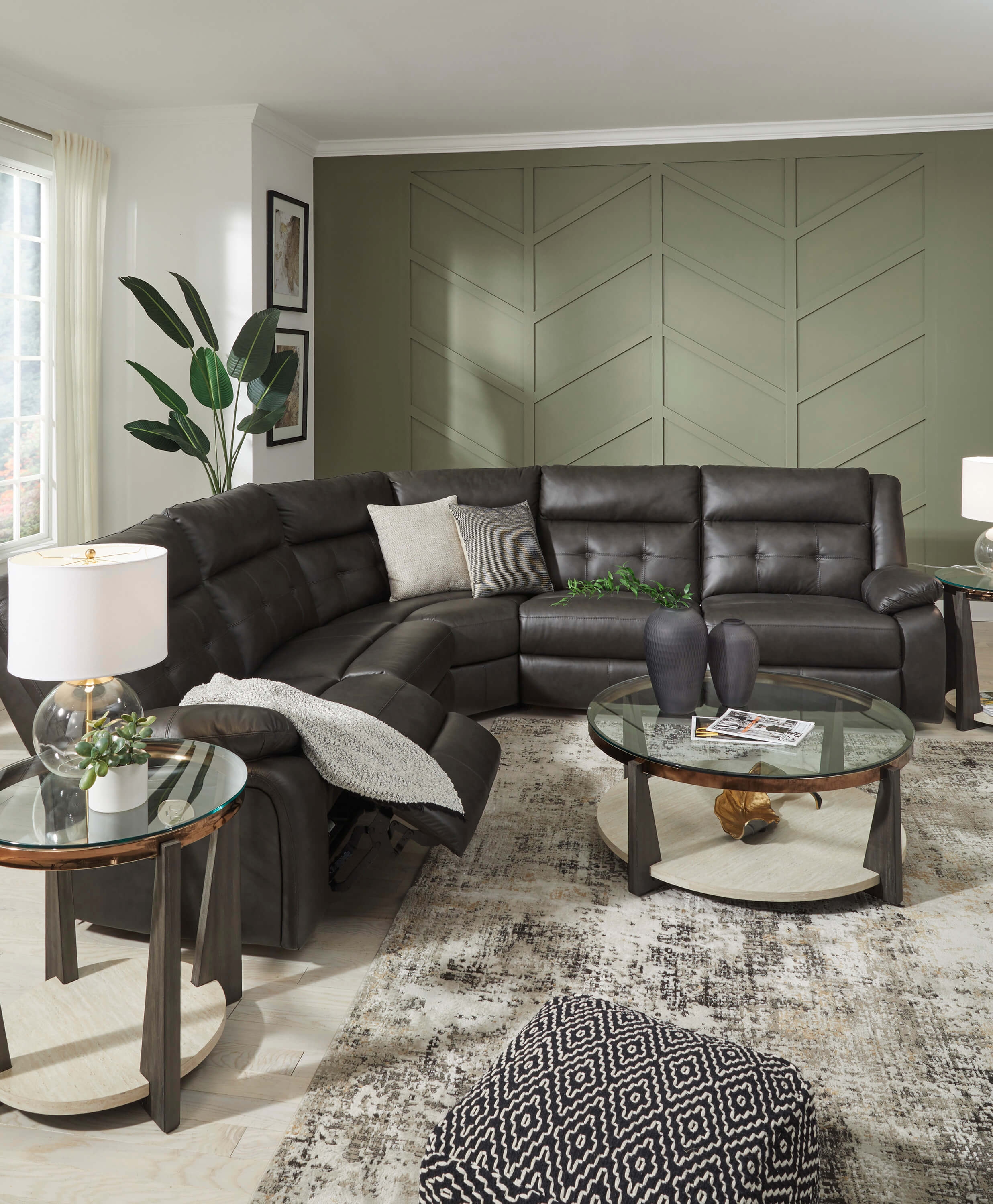 Mackie Pike 5-Piece Leather Power Reclining Sectional Sofa