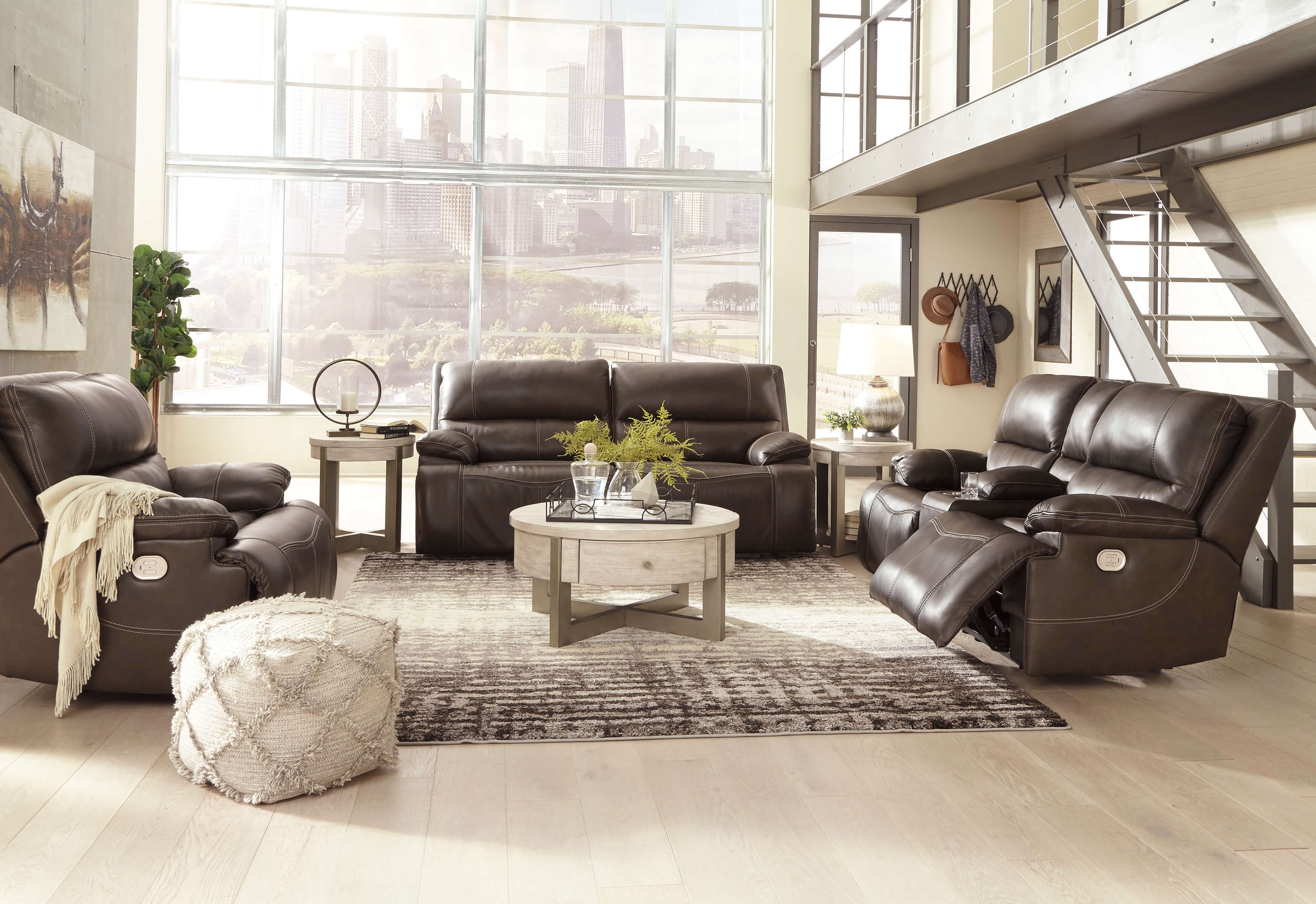 Ricmen Leather Power Reclining Living Room Set