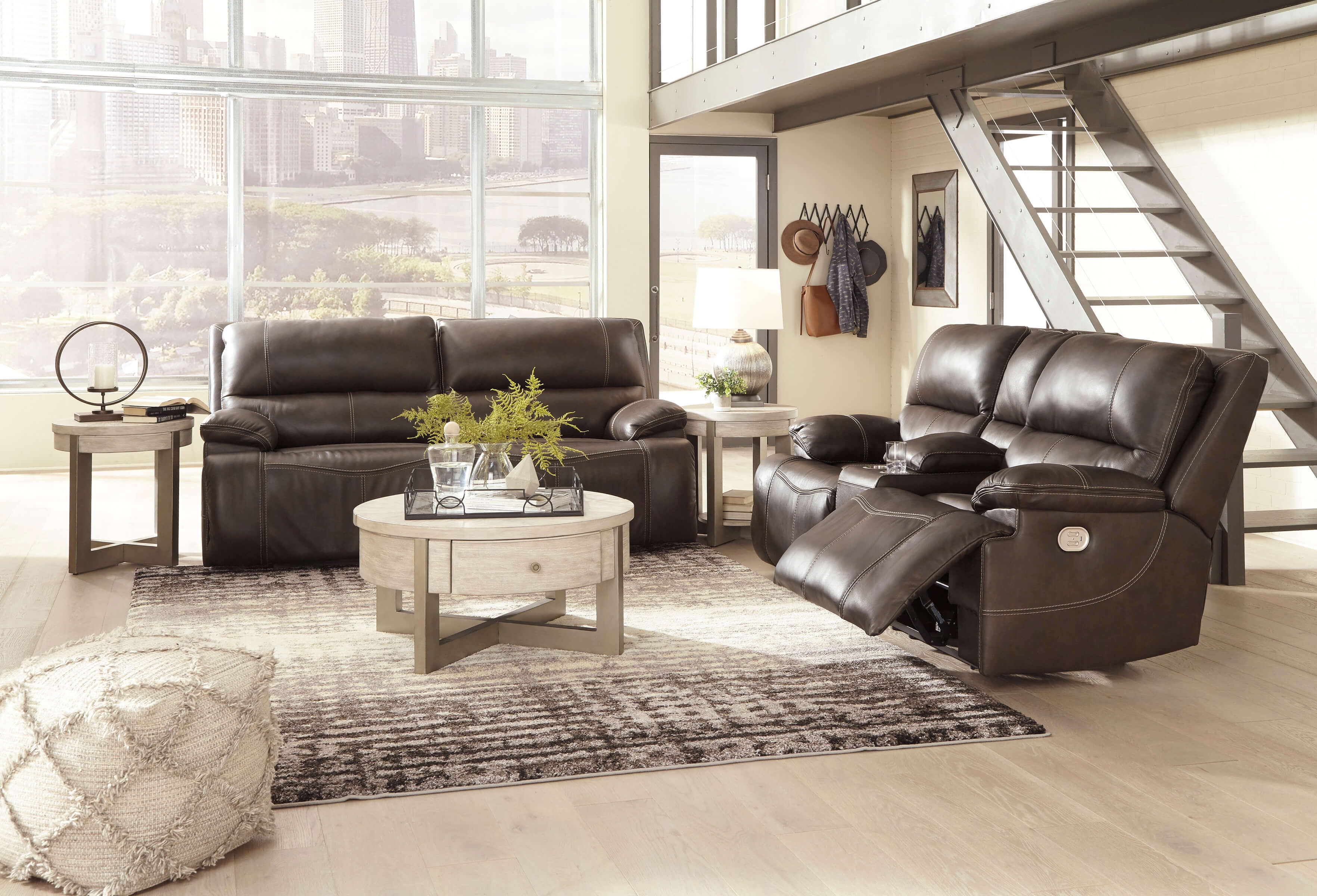 Ricmen Leather Power Reclining Living Room Set