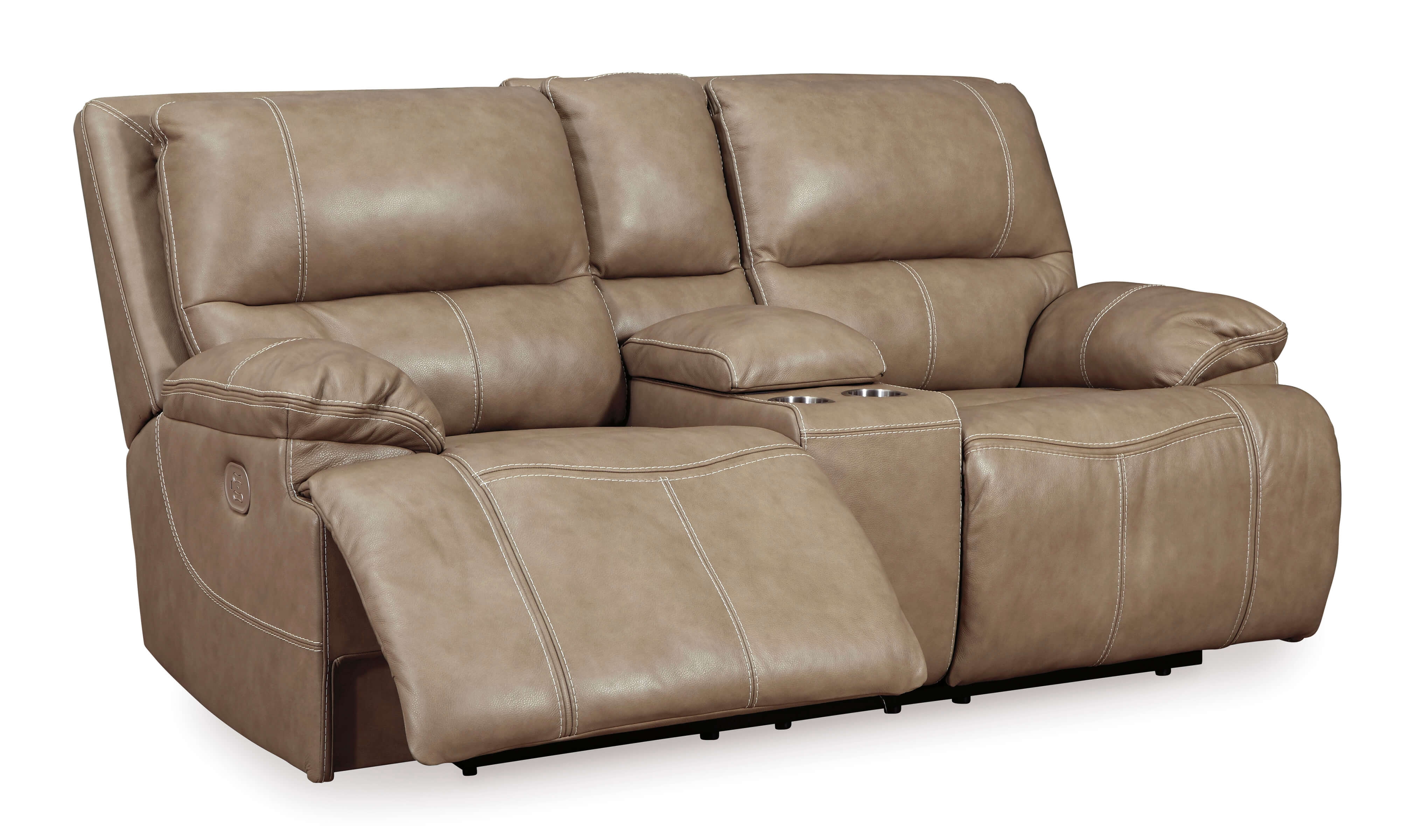 Ricmen Leather Power Reclining Loveseat w/Console