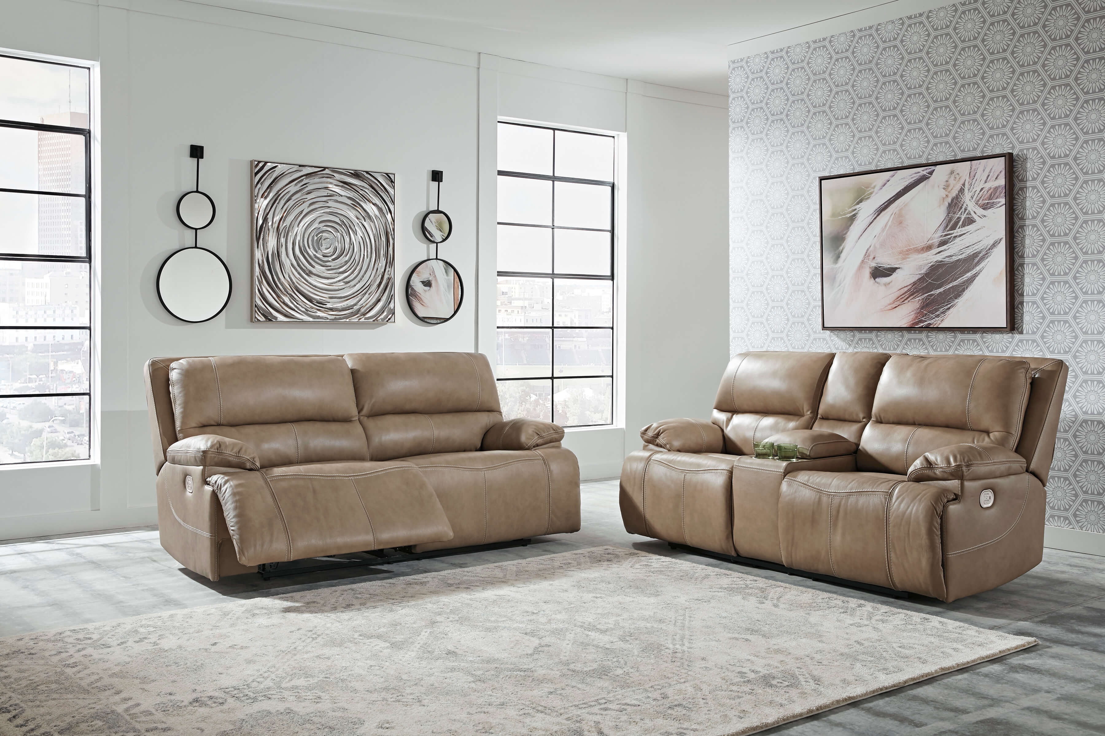 Ricmen Leather Power Reclining Living Room Set