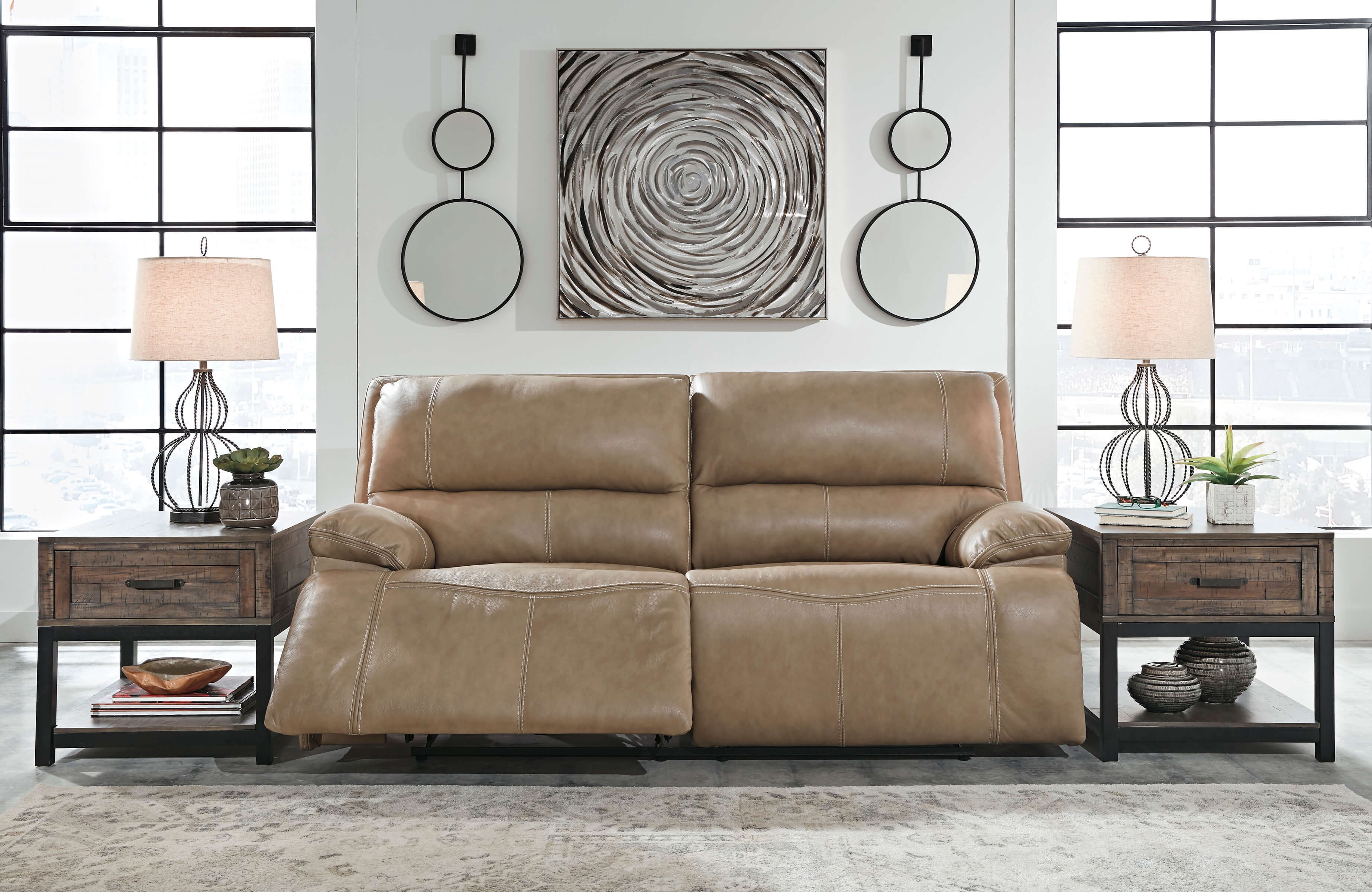 Ricmen Leather Power Reclining Sofa
