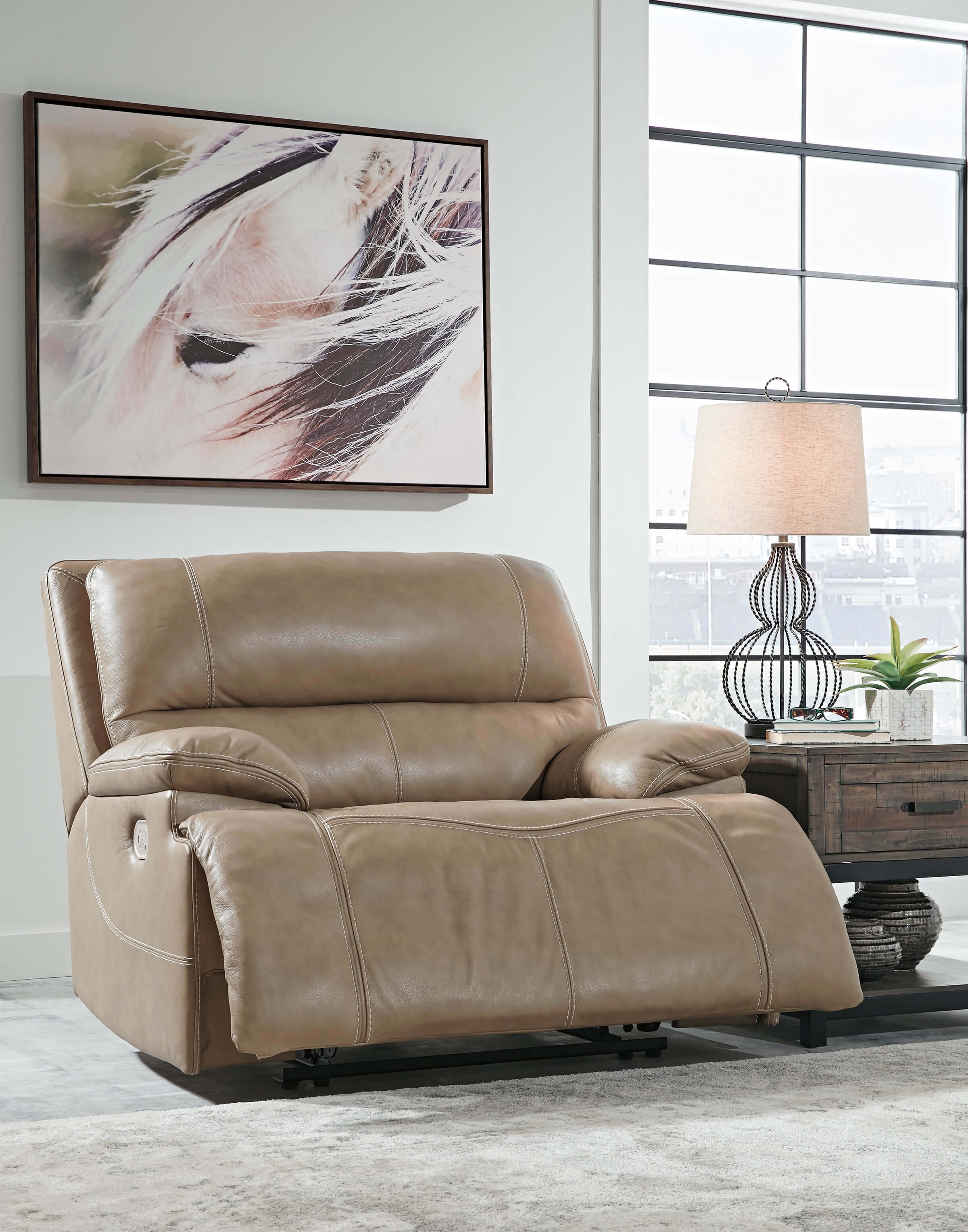 Ricmen Leather Oversized Power Reclining Chair