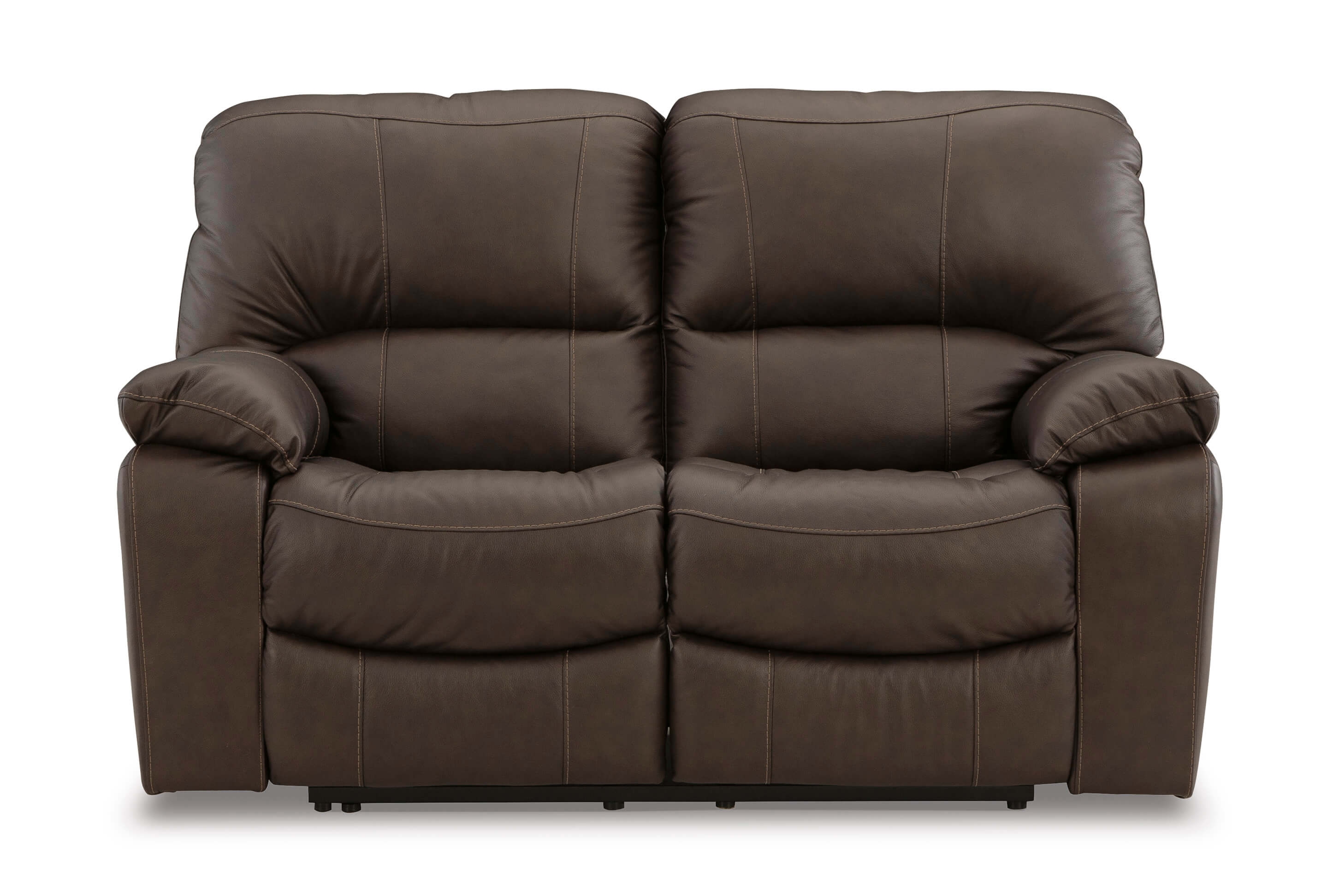 Leesworth Dark Brown Leather Loveseat by Ashley