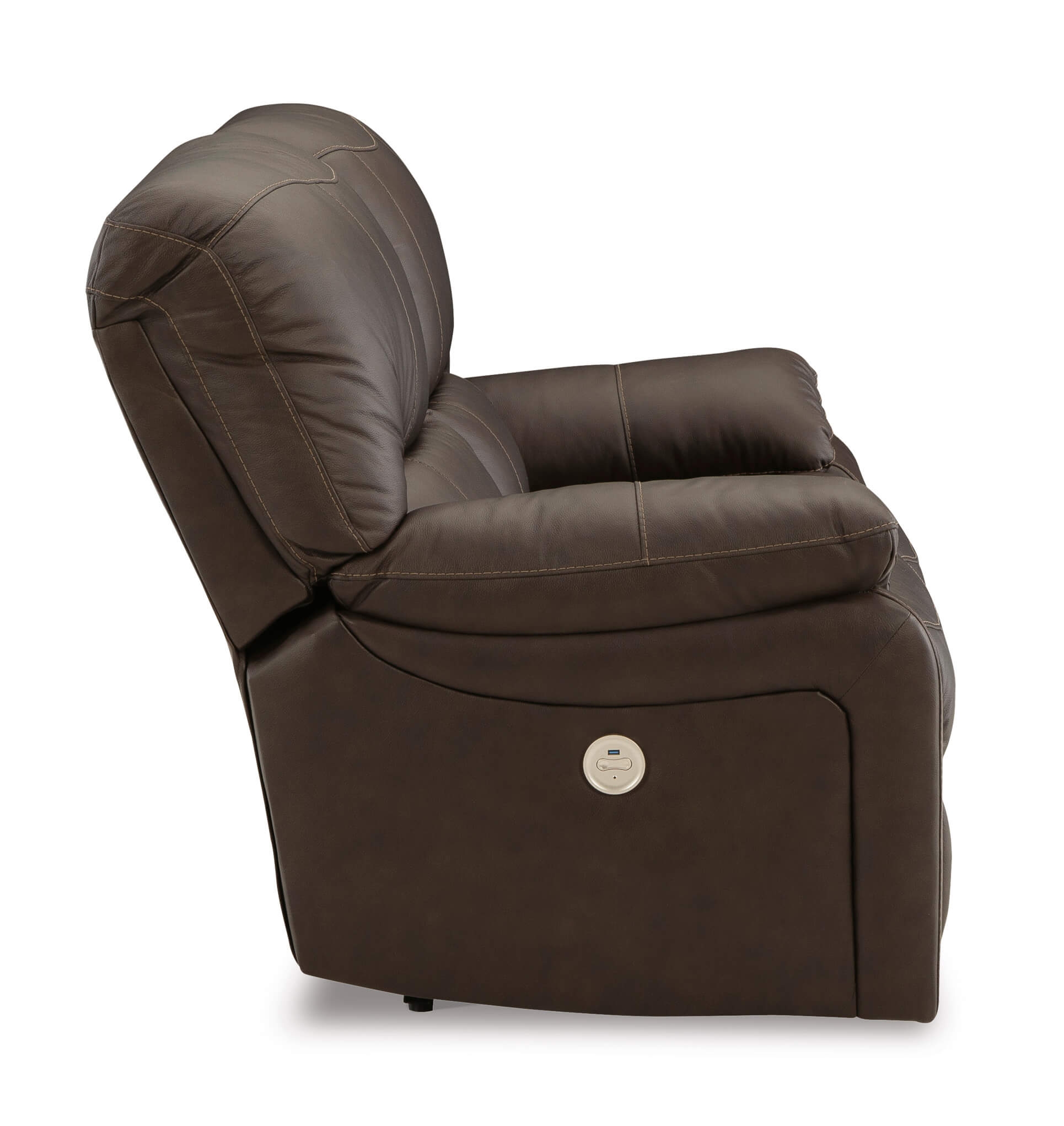Ashley Leesworth Dark Brown Leather Loveseat Side