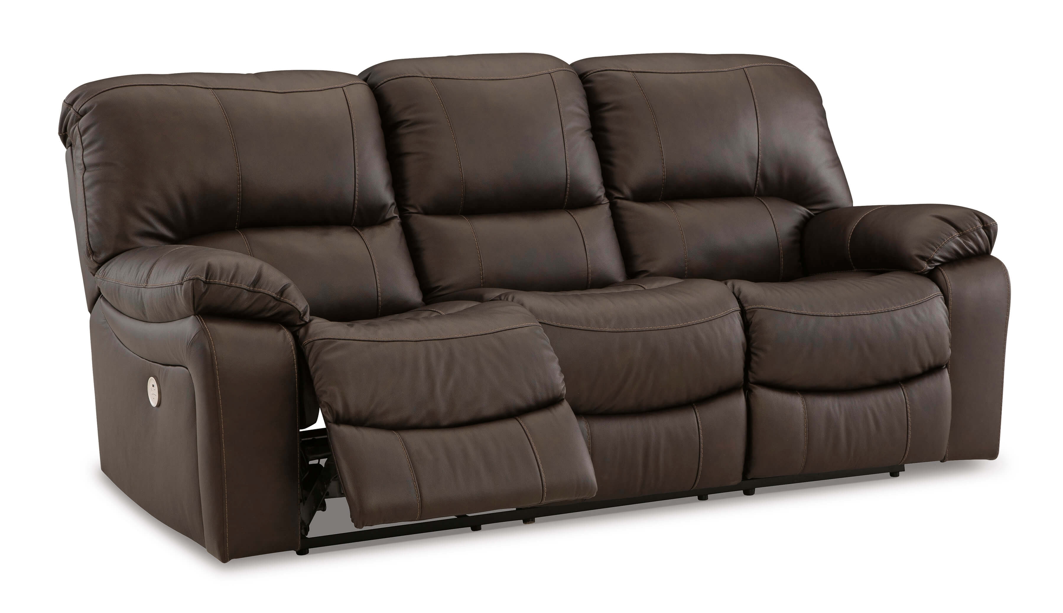 Leesworth Dark Brown Leather Power Reclining Sofa