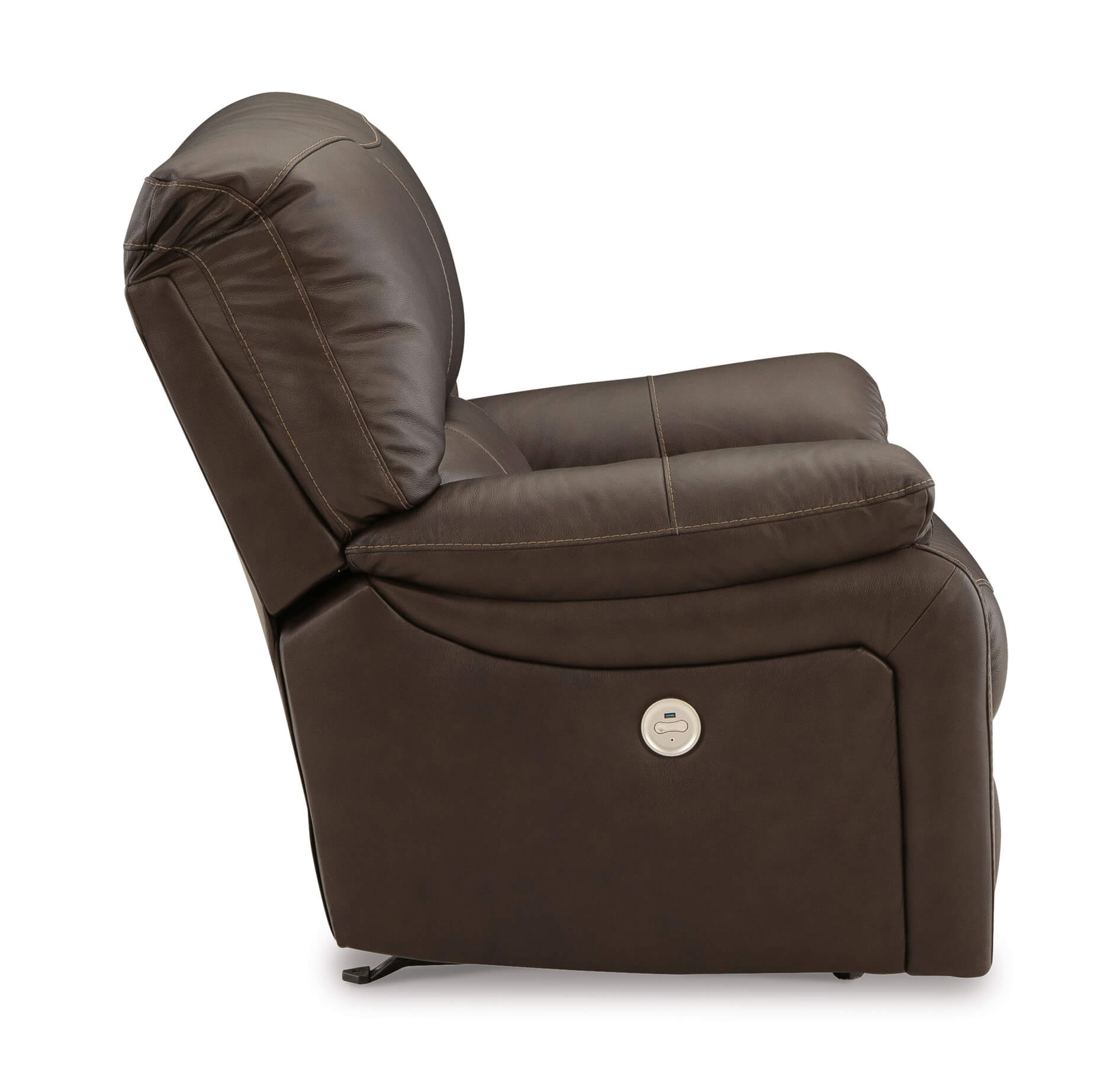 Ashley Leesworth Dark Brown Leather Chair USB Port Side