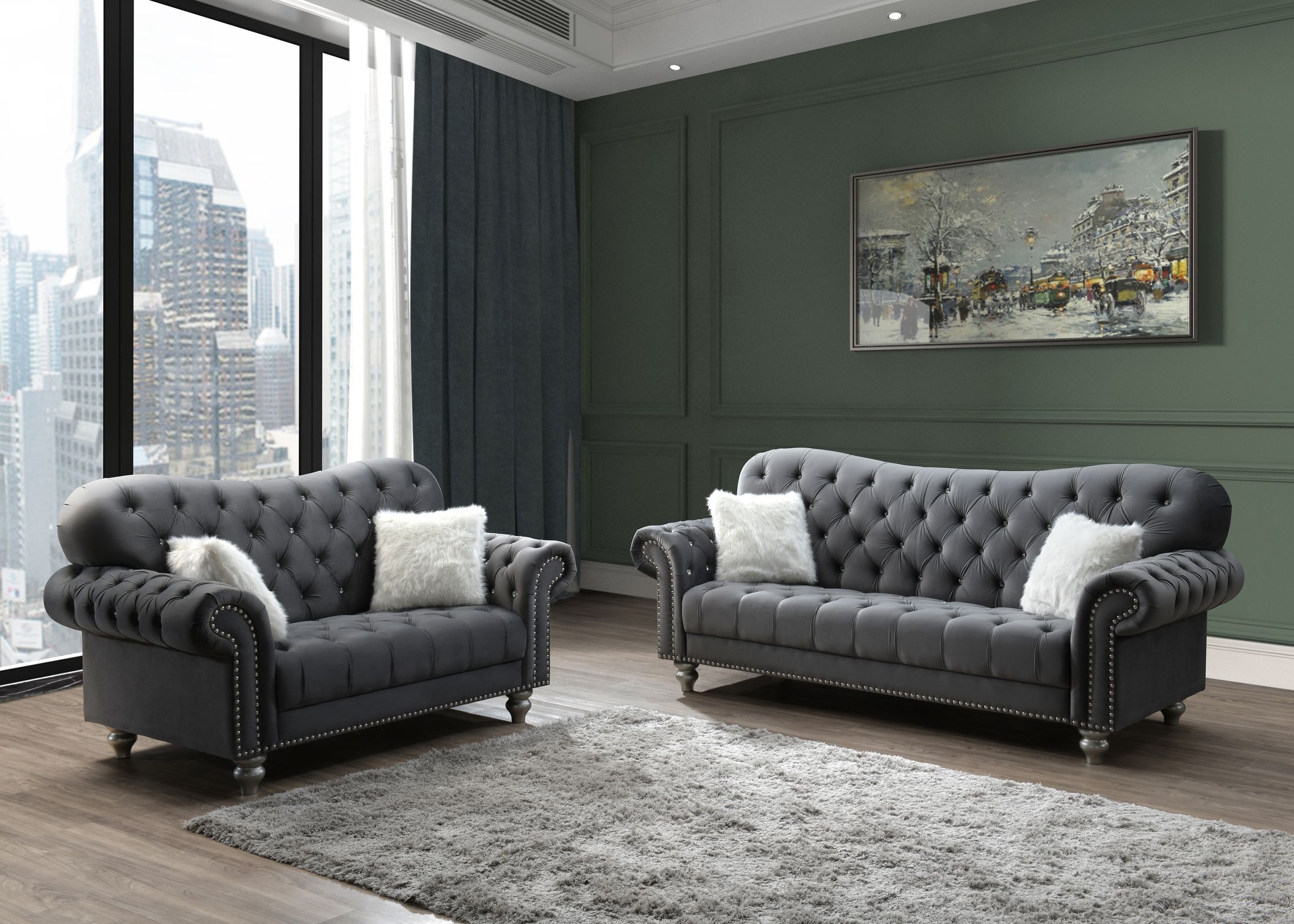 U4422 Velvet Tufted Loveseat