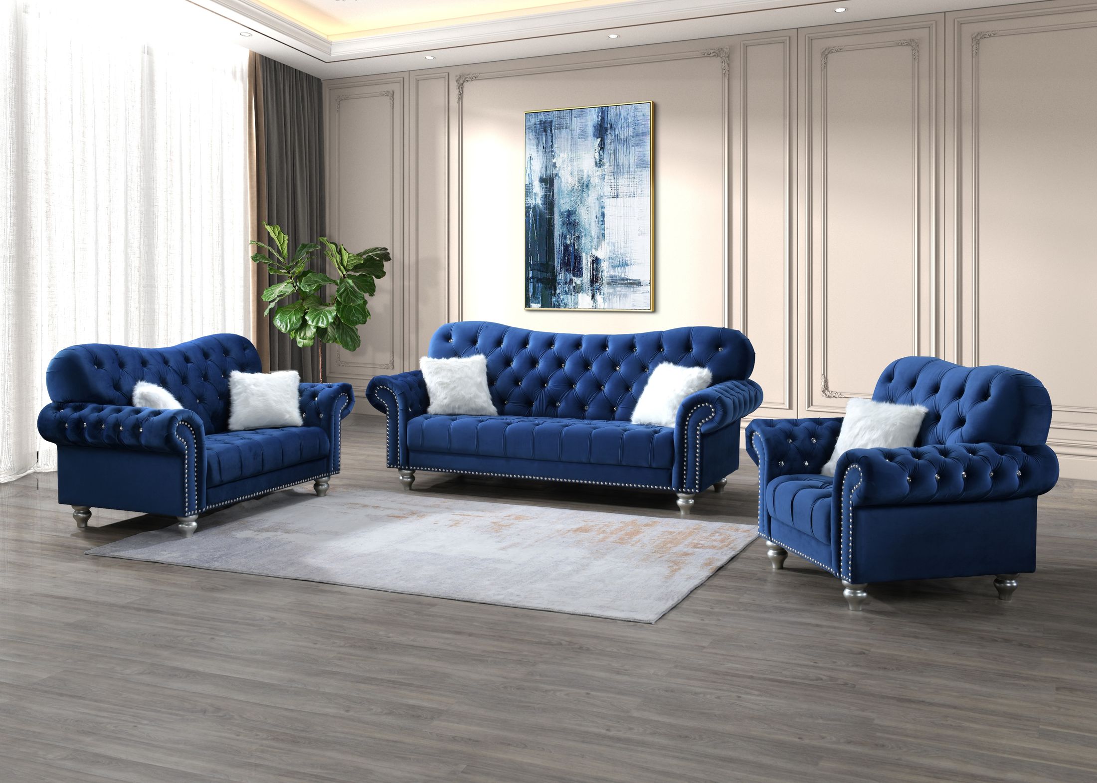 U4422 Velvet Tufted Loveseat