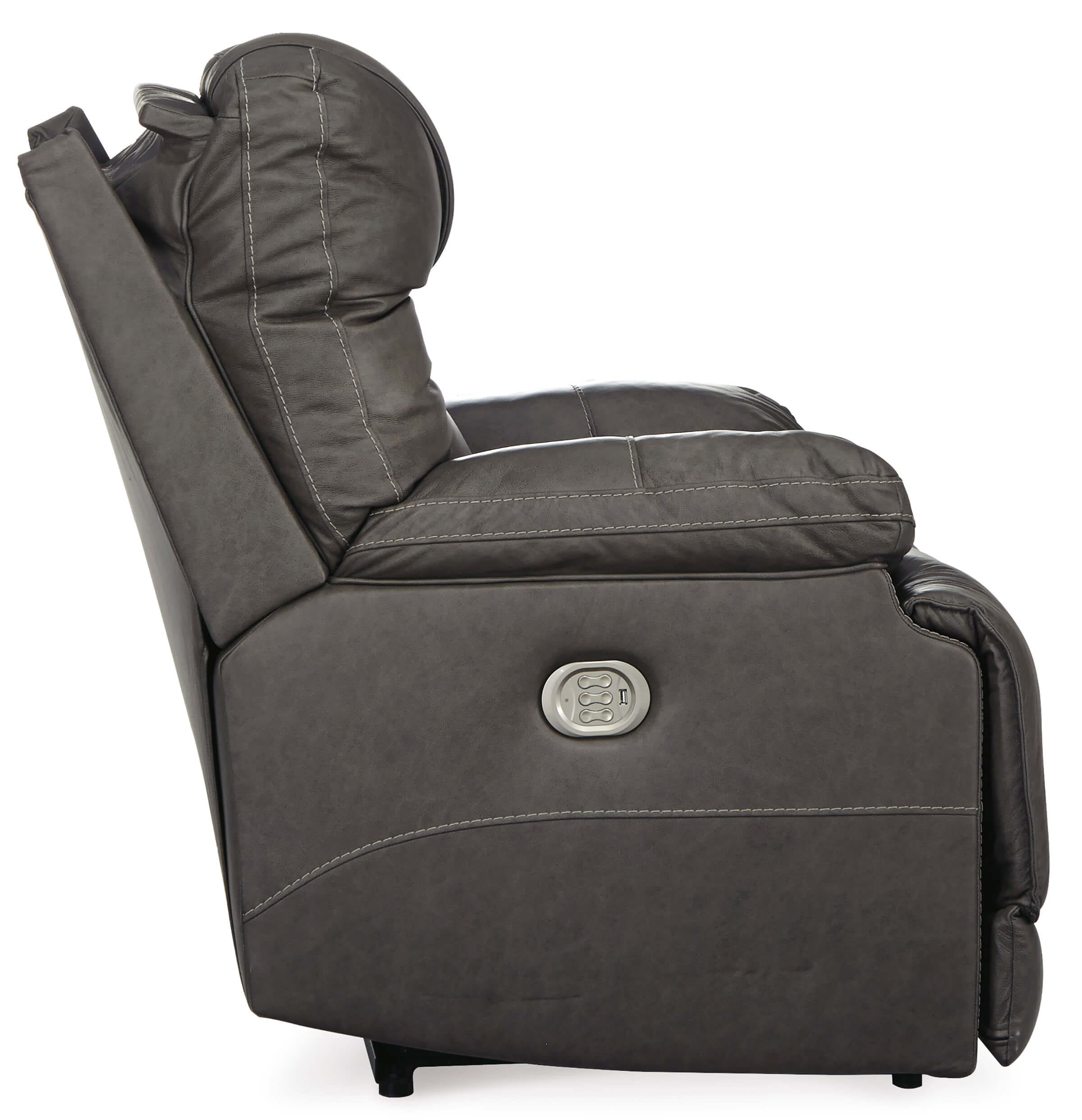 Wurstrow Leather Smoke Chair USB Port Side by Ashley